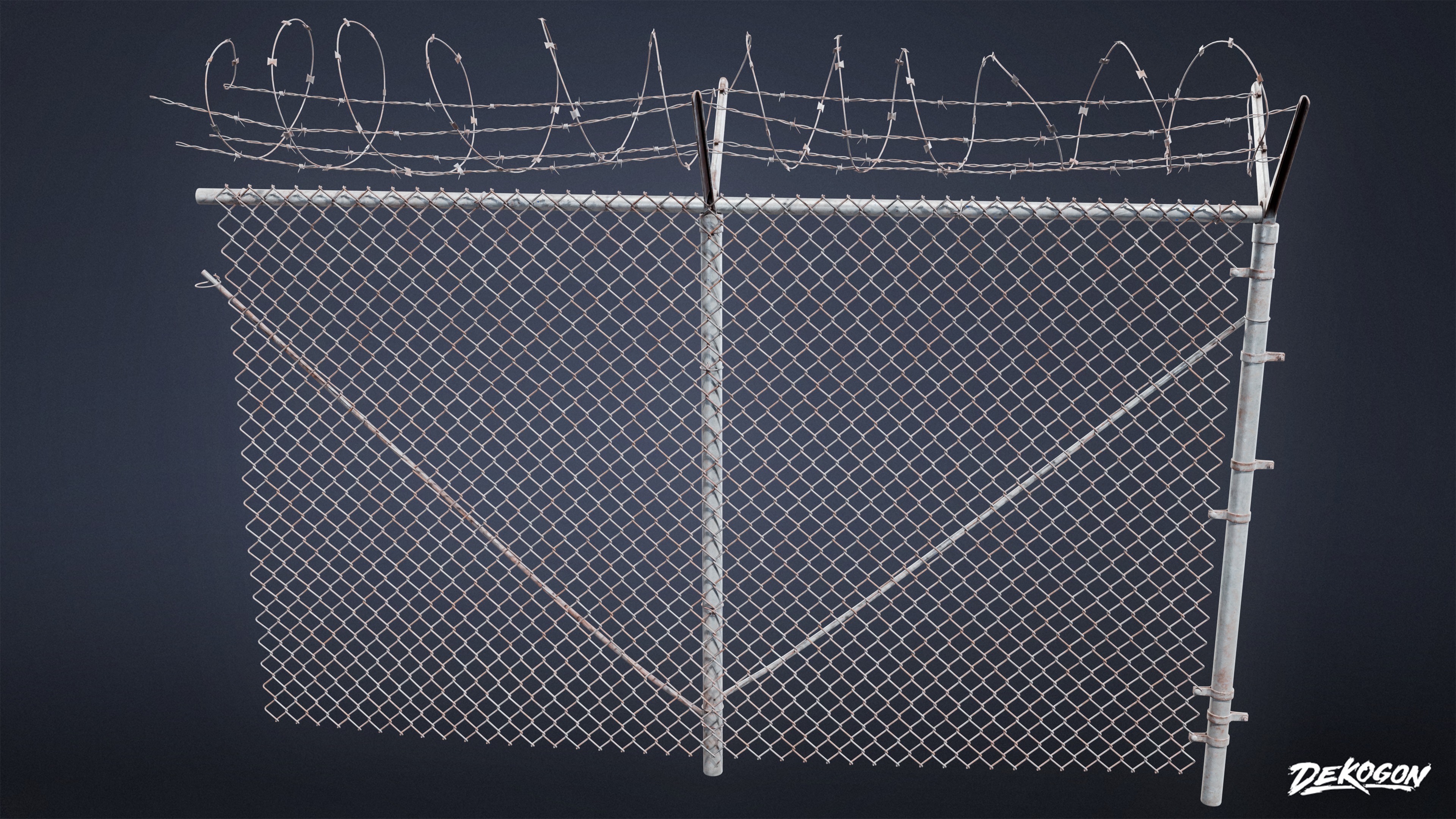 ROADSIDE - Metal Fence 02 - LOW POLY AND NANITE Low-poly 3D model_7