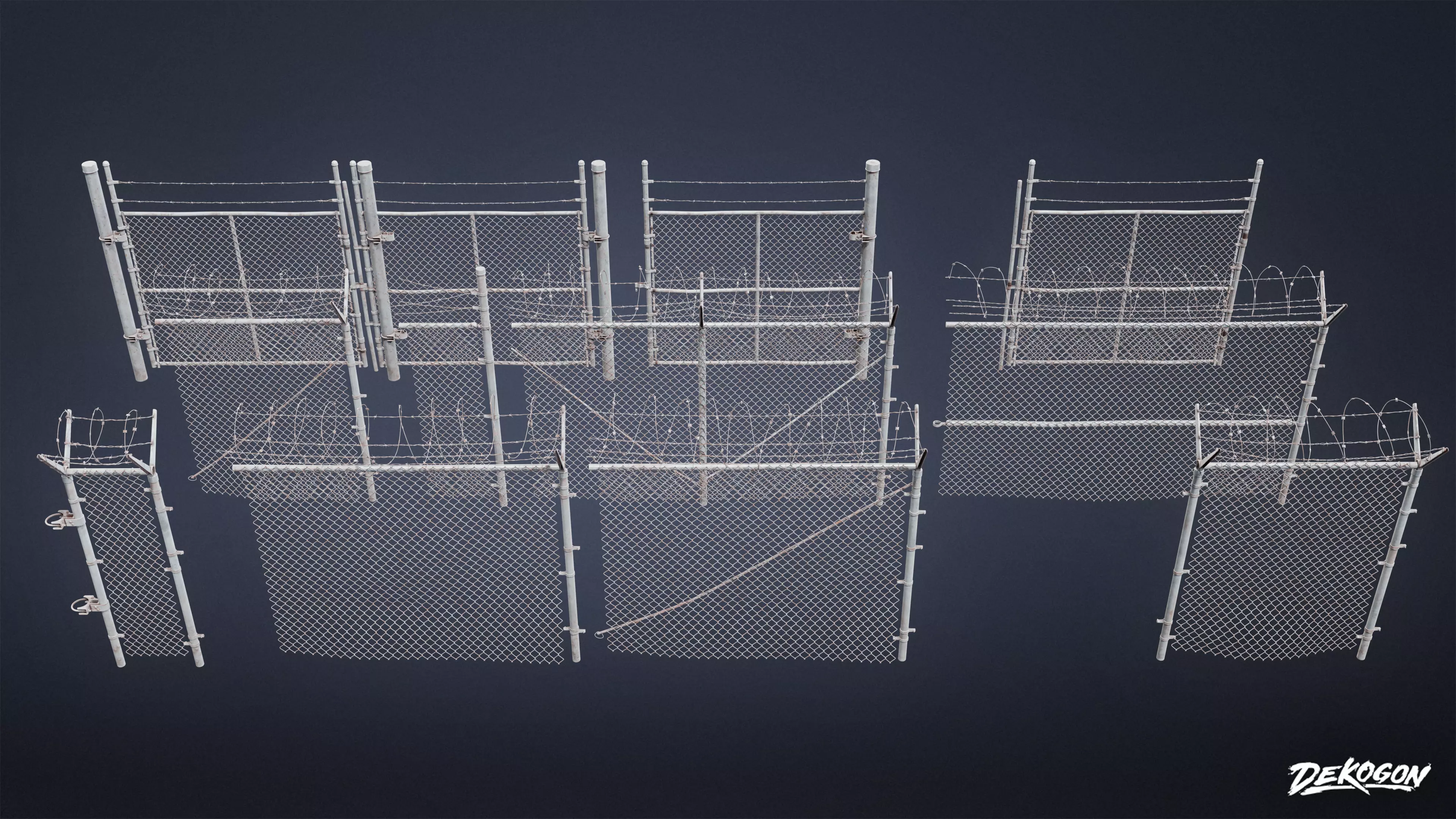 ROADSIDE - Metal Fence 02 - LOW POLY AND NANITE Low-poly 3D model_0