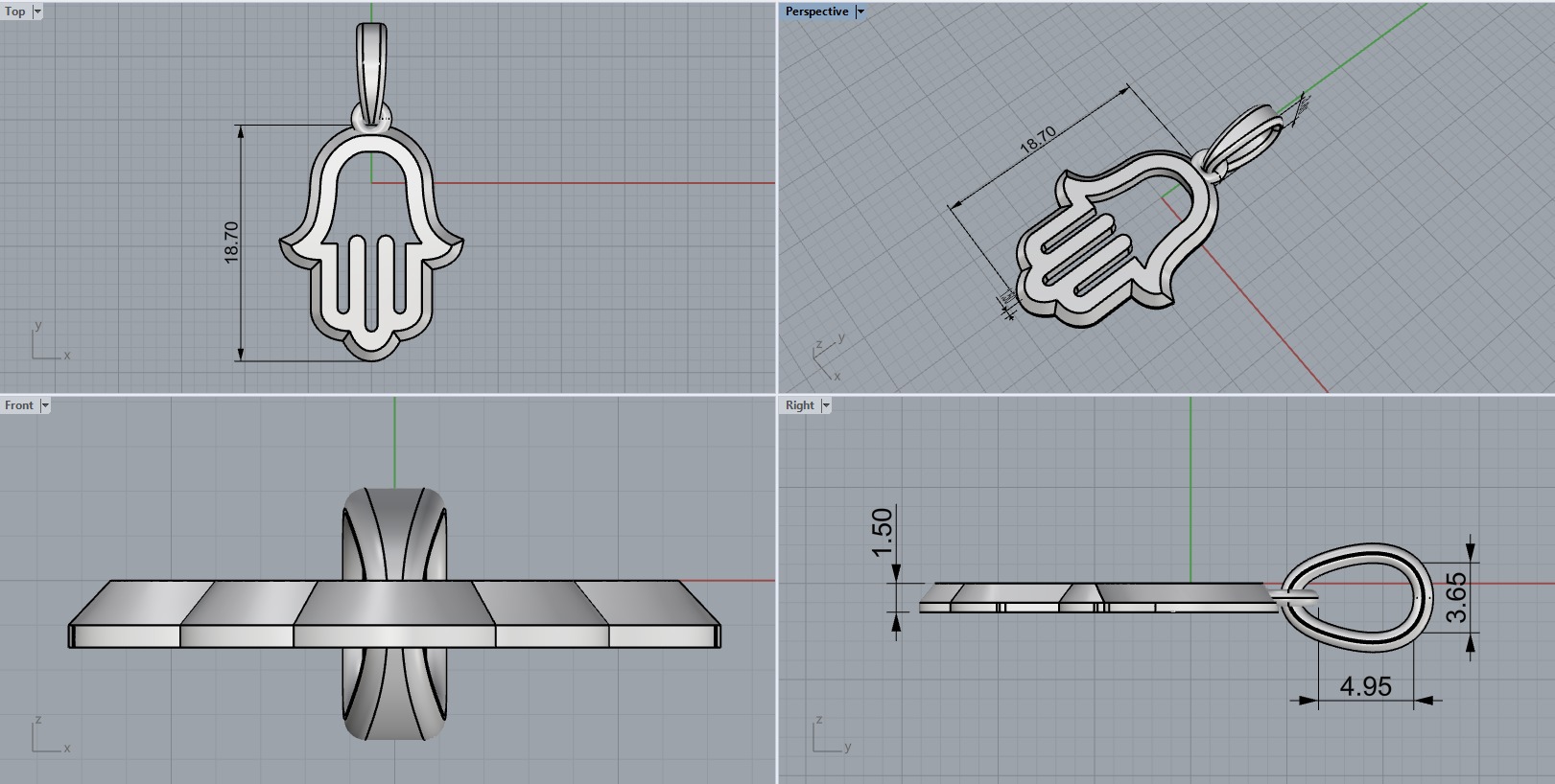 Hamsa pendant model 985 3D print model_3