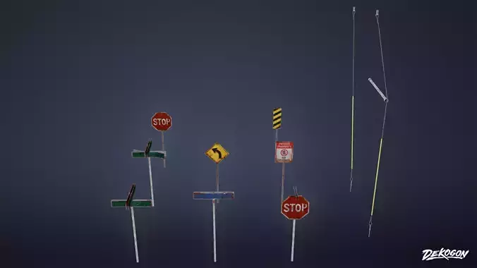 ROADSIDE - Sign Road Set 01 - LOW POLY AND NANITE