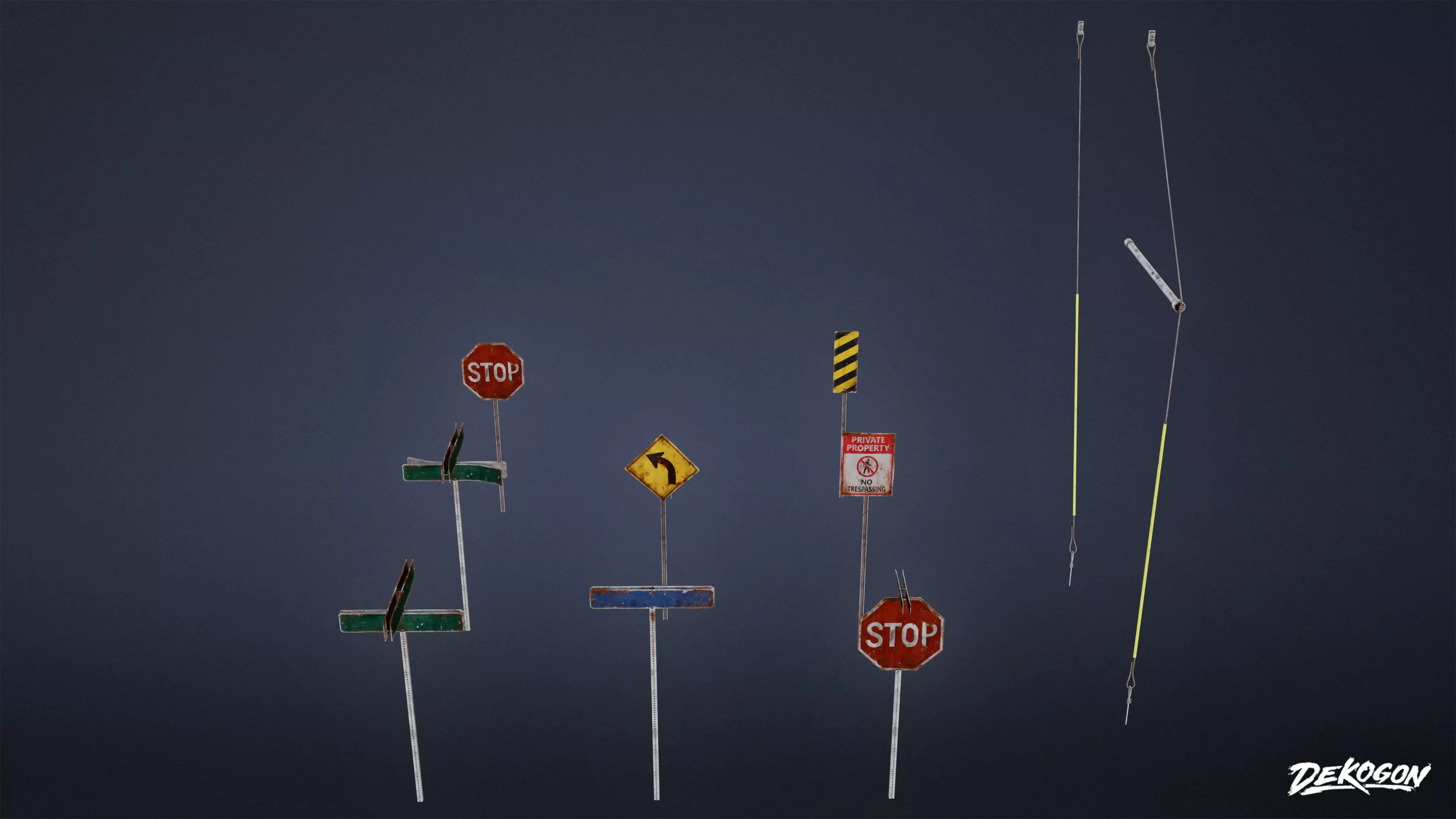 ROADSIDE - Sign Road Set 01 - LOW POLY AND NANITE Low-poly 3D model