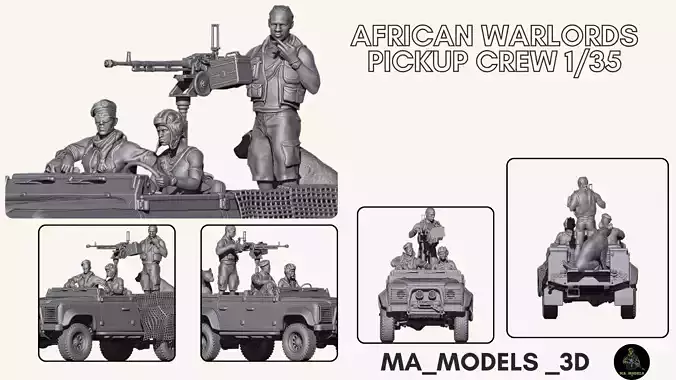 African warlords Pickup crew 1-35 3D print model