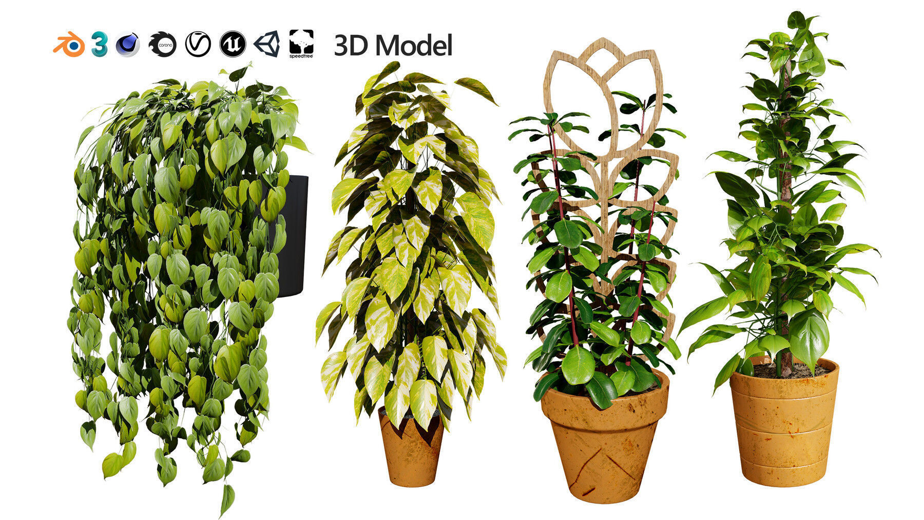 Potted Plant 3D Assets Collection Low-poly 3D model_20