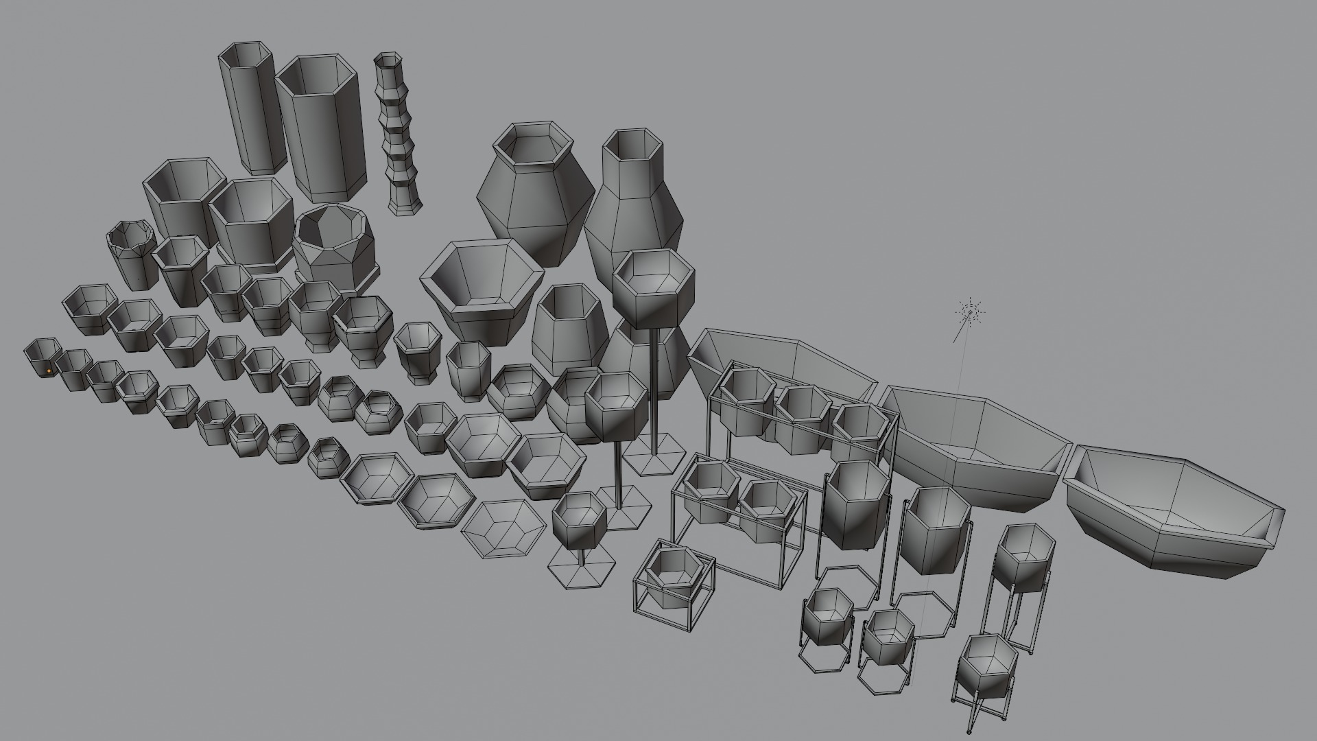 LowPoly Pot collection 01 with textures - Circular Low-poly 3D model_3