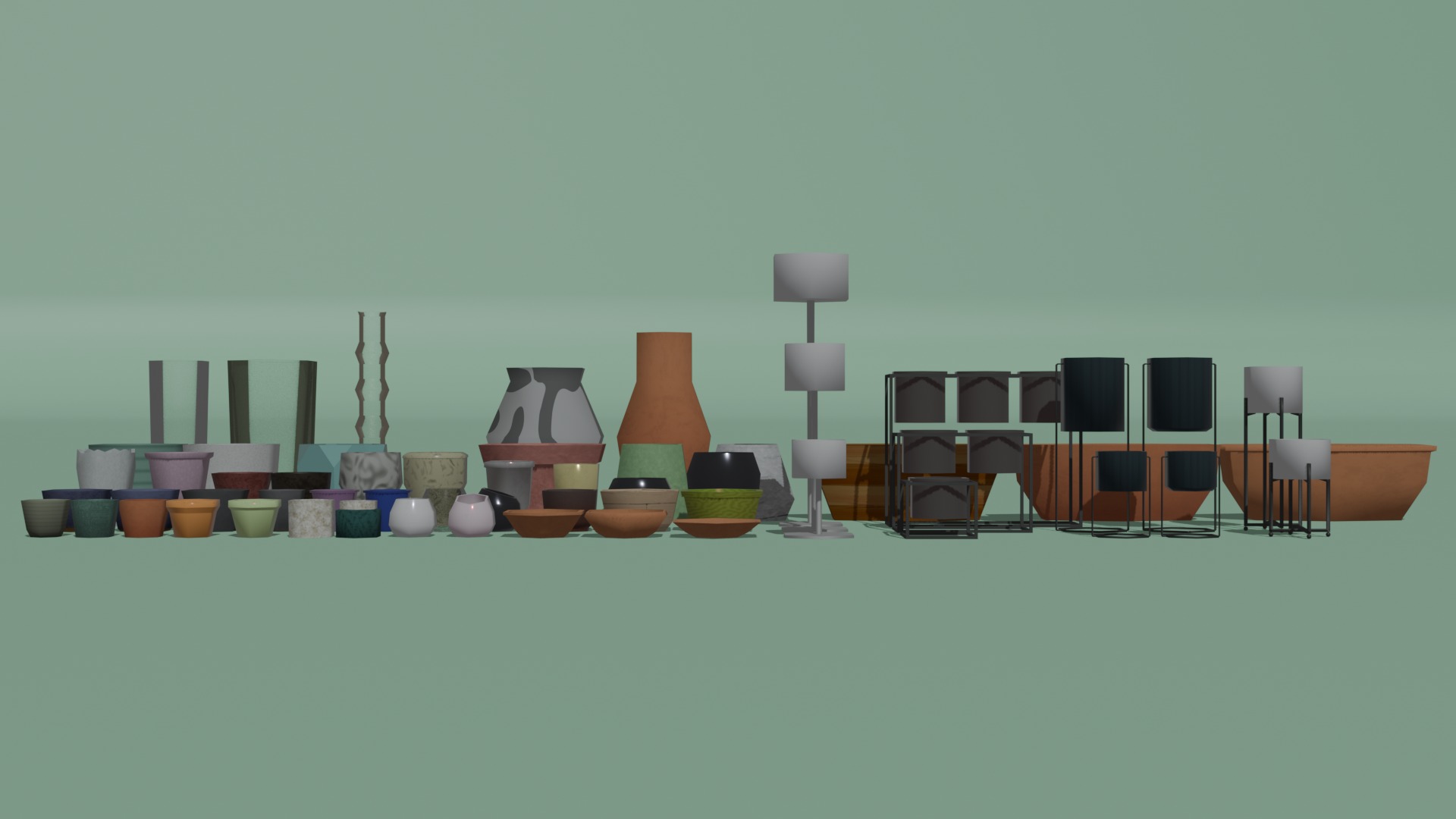 LowPoly Pot collection 01 with textures - Circular Low-poly 3D model_1