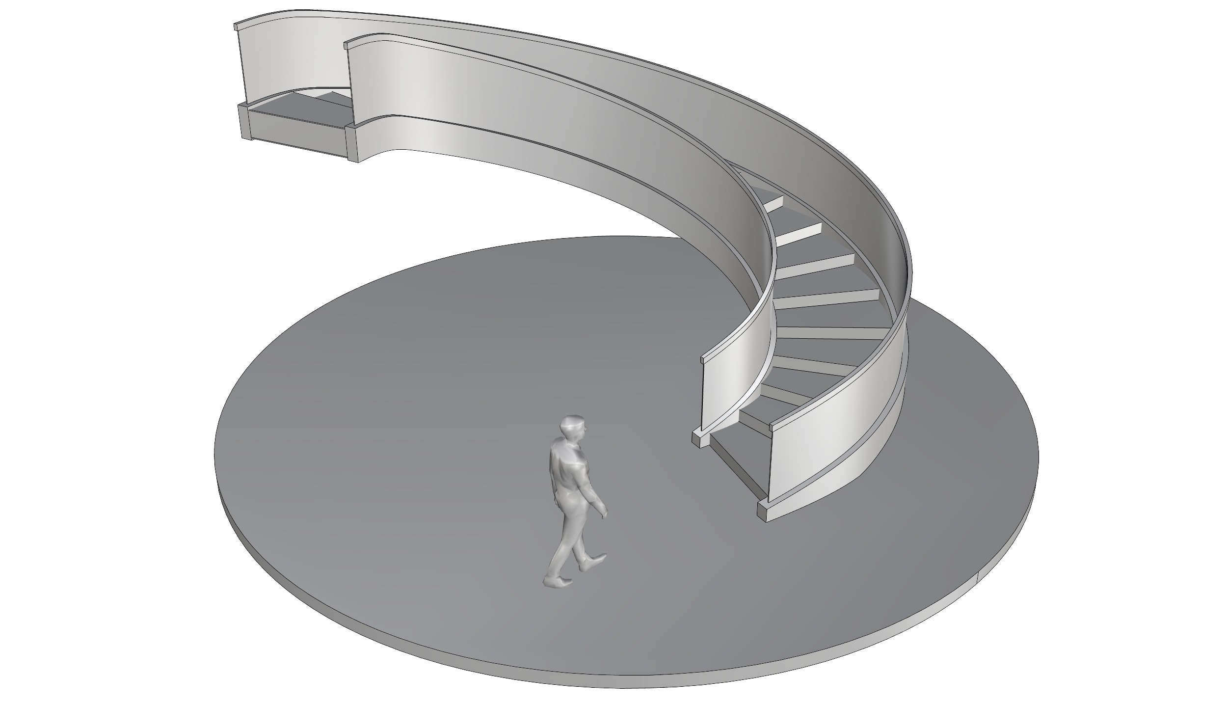 Spiral Stairs with Stringer Treads Railing and Handrail 3D model_2