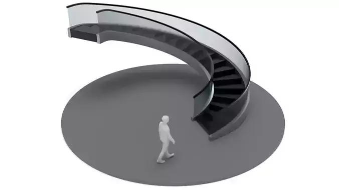 Spiral Stairs with Stringer Treads Railing and Handrail