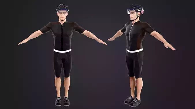 Cyclist Rigged Low-poly 3D model