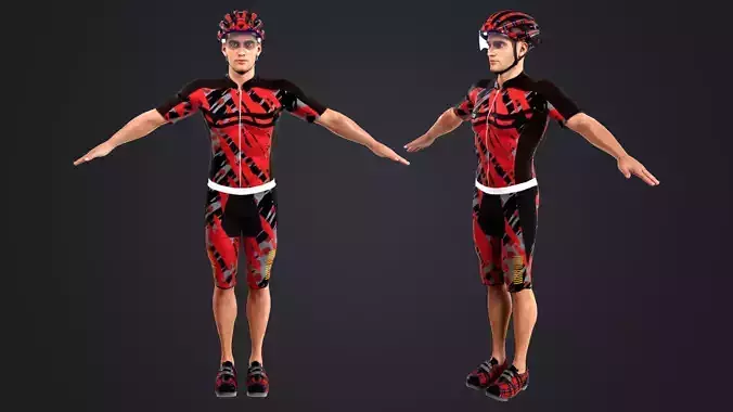 Cyclist Rigged Low-poly 3D model