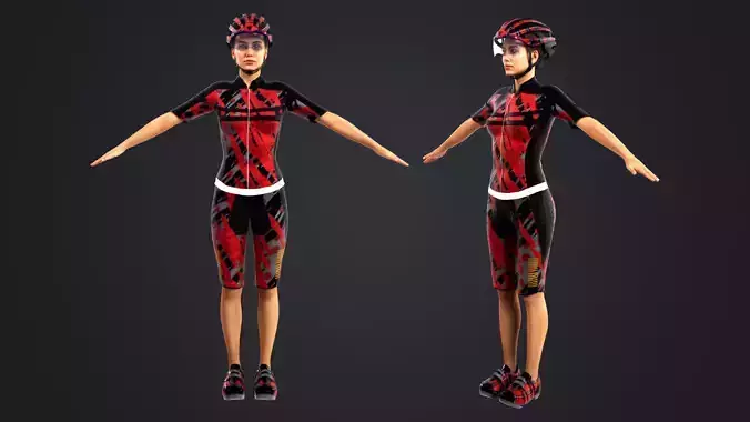 Cyclist Rigged Low-poly 3D model