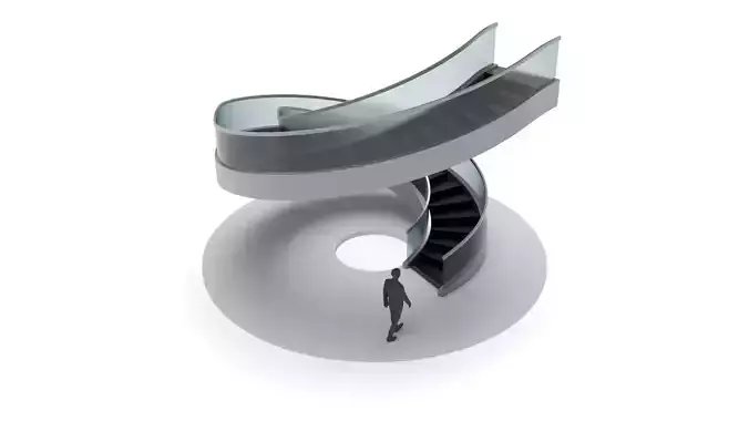 Spiral Stairs with Stringer Treads Railing Landing and Handrail