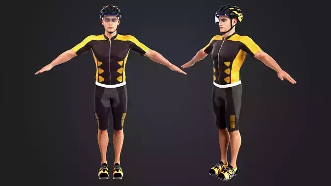 Cyclist Rigged Low-poly 3D model