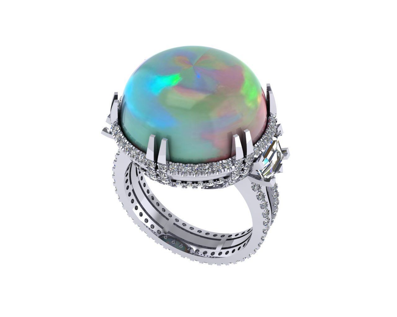 Diamond ring design 3d render 3D print model_3