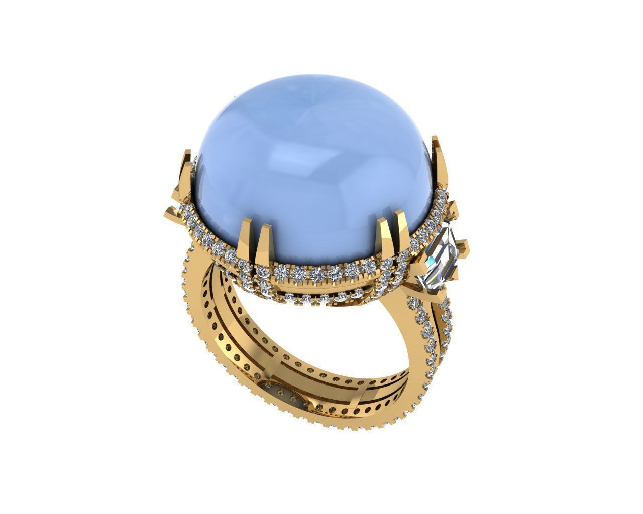 Diamond ring design 3d render 3D print model_1