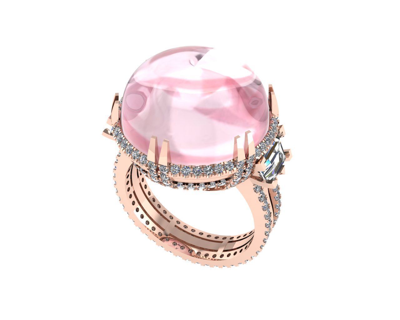 Diamond ring design 3d render 3D print model_8