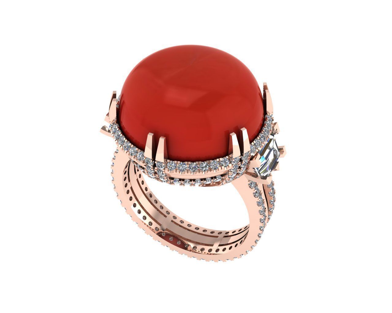 Diamond ring design 3d render 3D print model_6