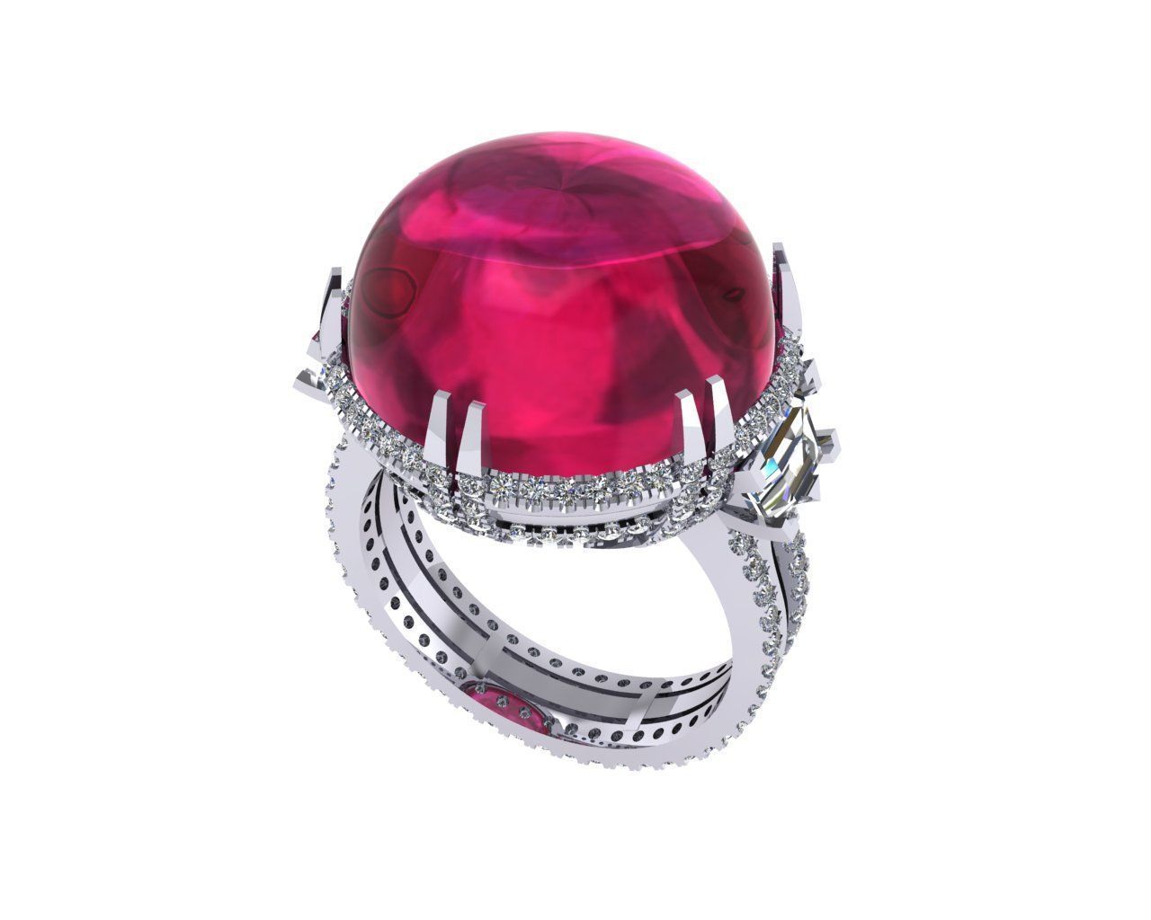 Diamond ring design 3d render 3D print model_5