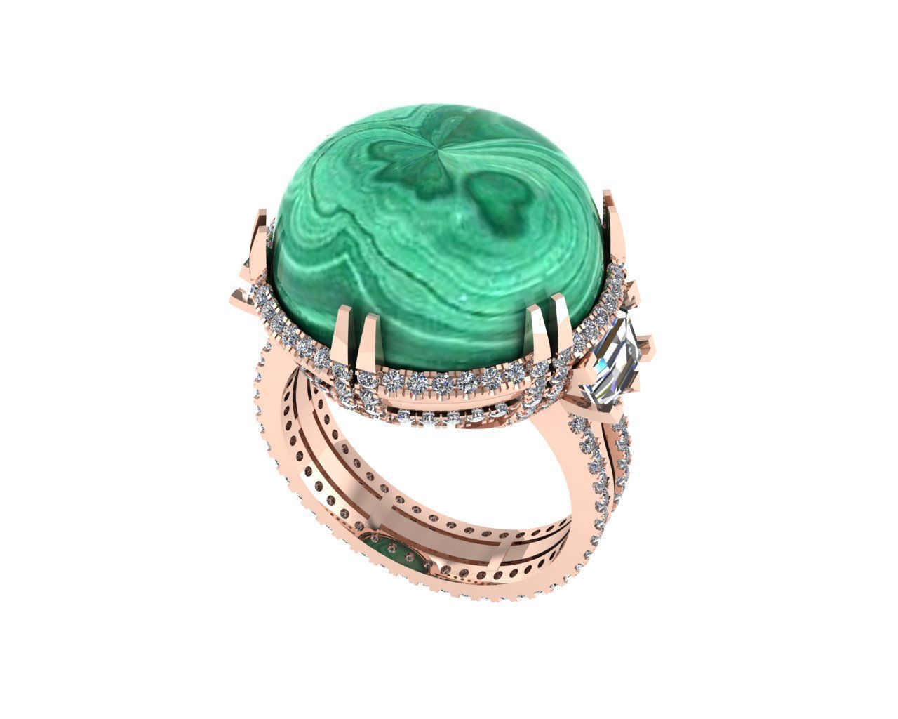 Diamond ring design 3d render 3D print model_7