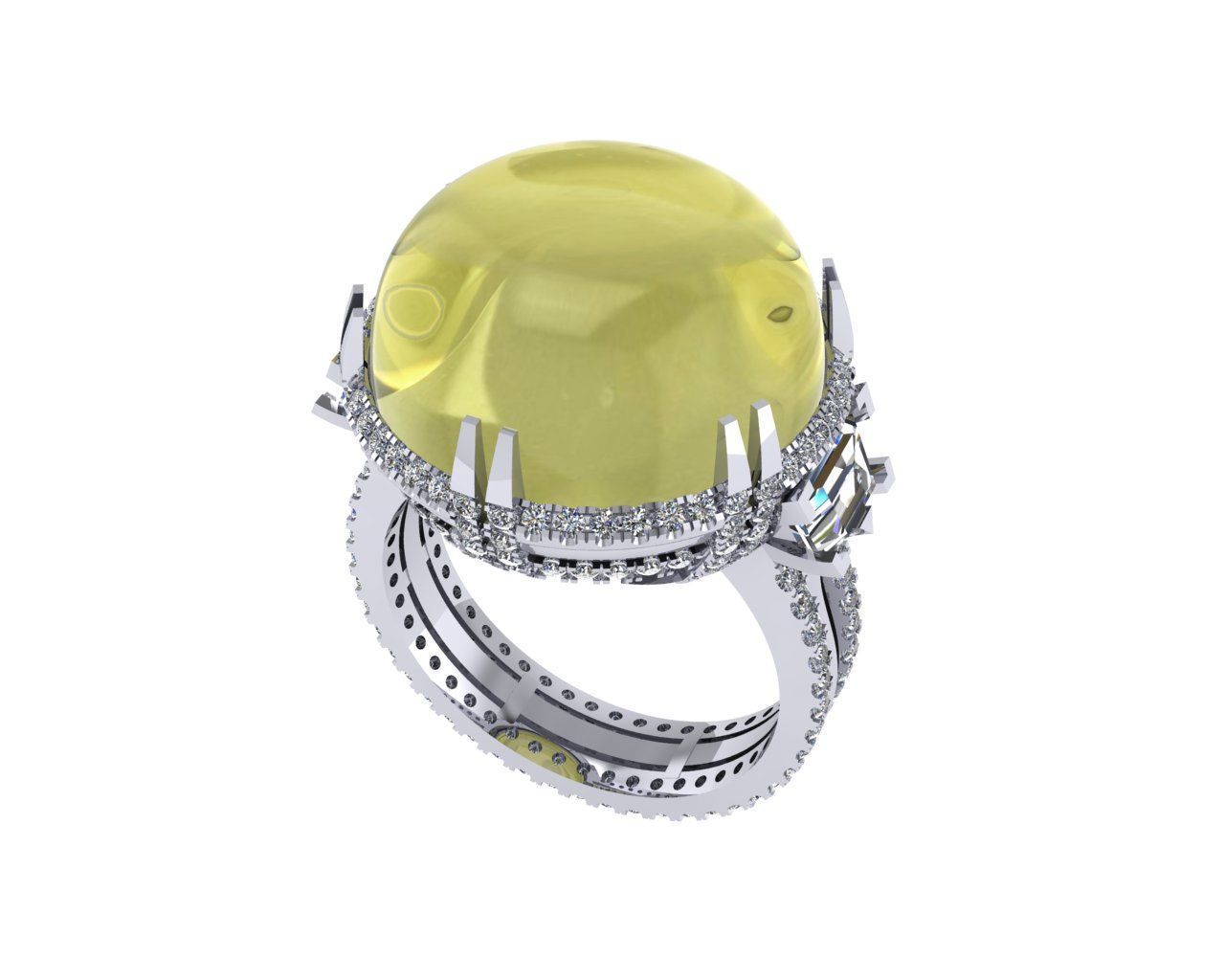 Diamond ring design 3d render 3D print model_4