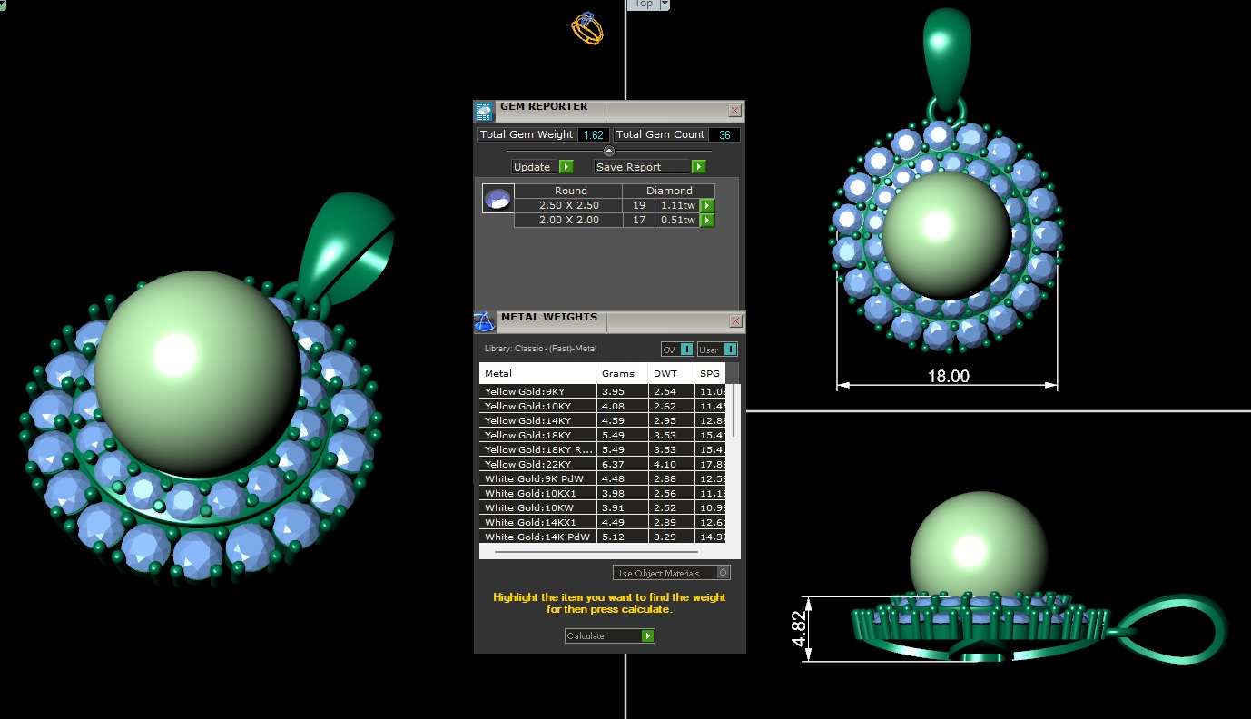 Diamond pendant 3d render 3D print model_6