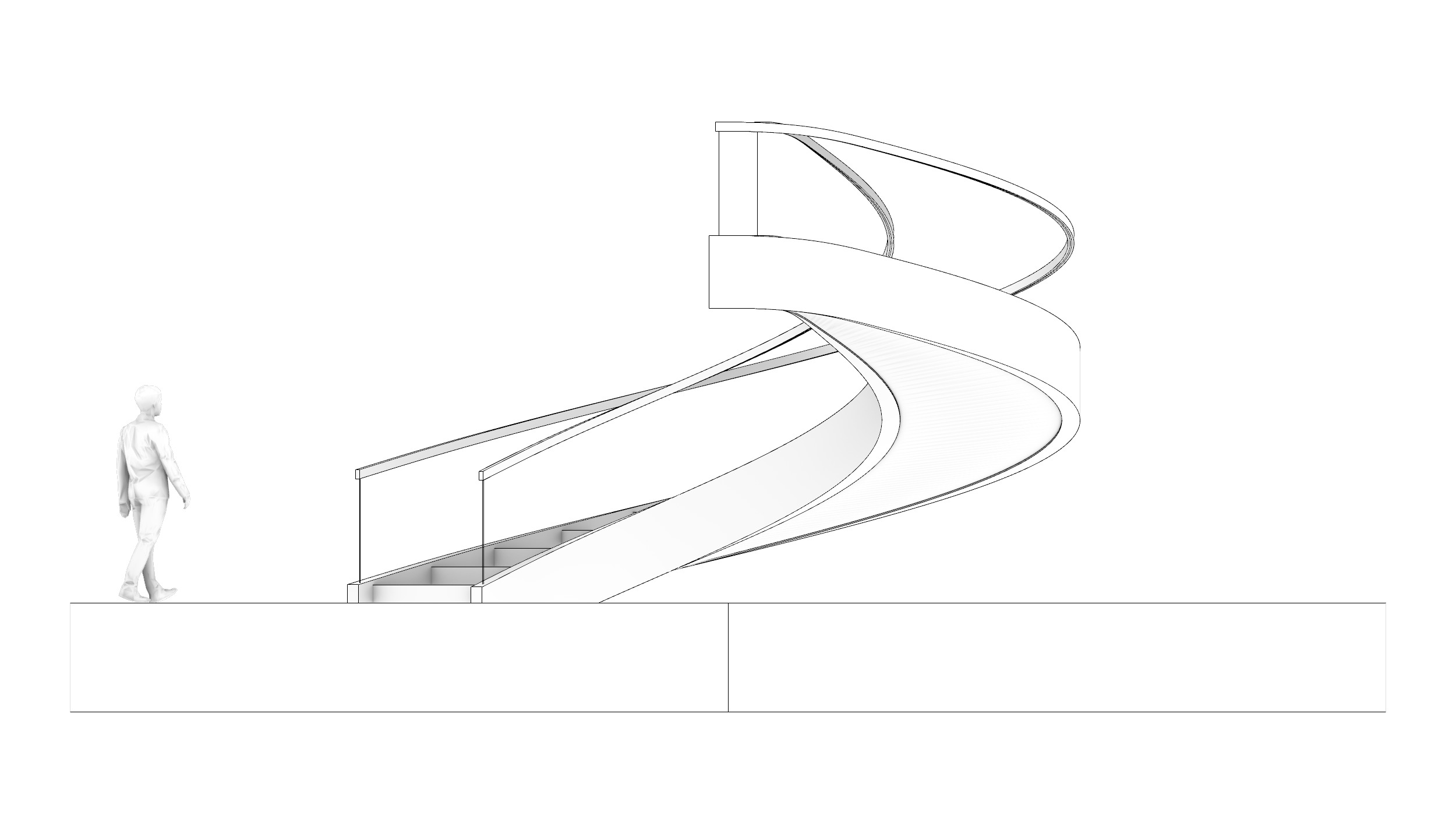 Spiral Stairs with Stringer Treads Railing Landing and Handrail 3D model_8