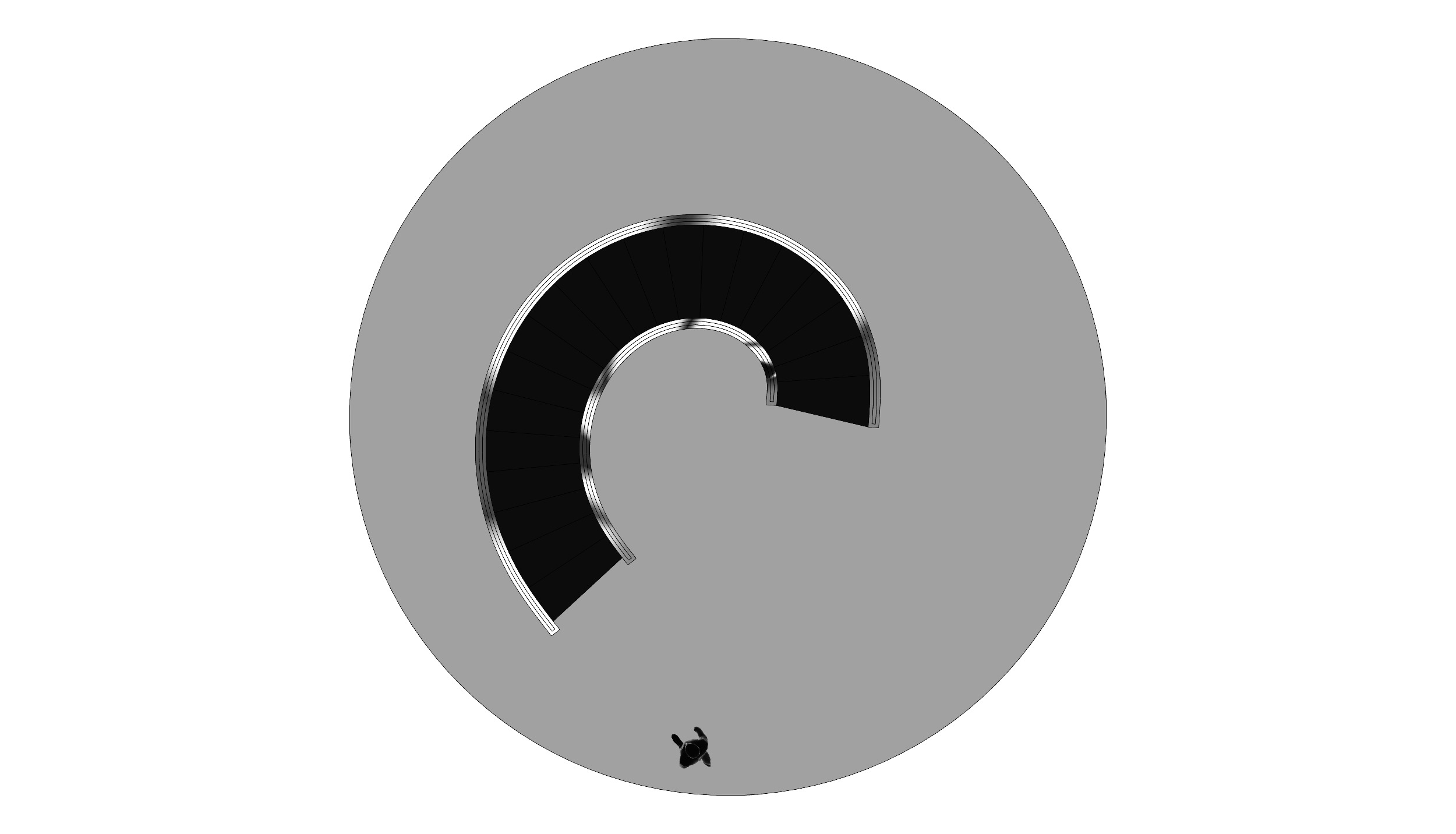 Spiral Stairs with Stringer Treads Railing Landing and Handrail 3D model_5