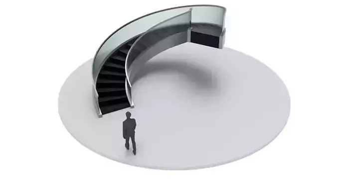 Spiral Stairs with Stringer Treads Railing Landing and Handrail