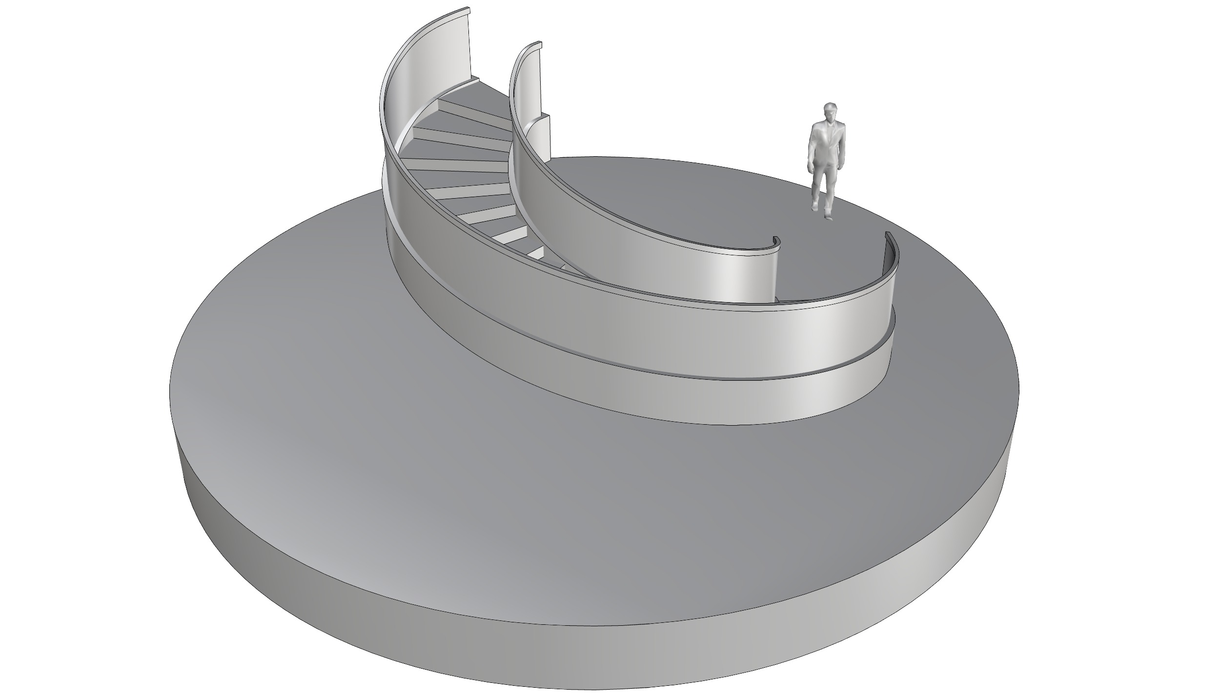 Spiral Stairs with Stringer Treads Railing Landing and Handrail 3D model_10