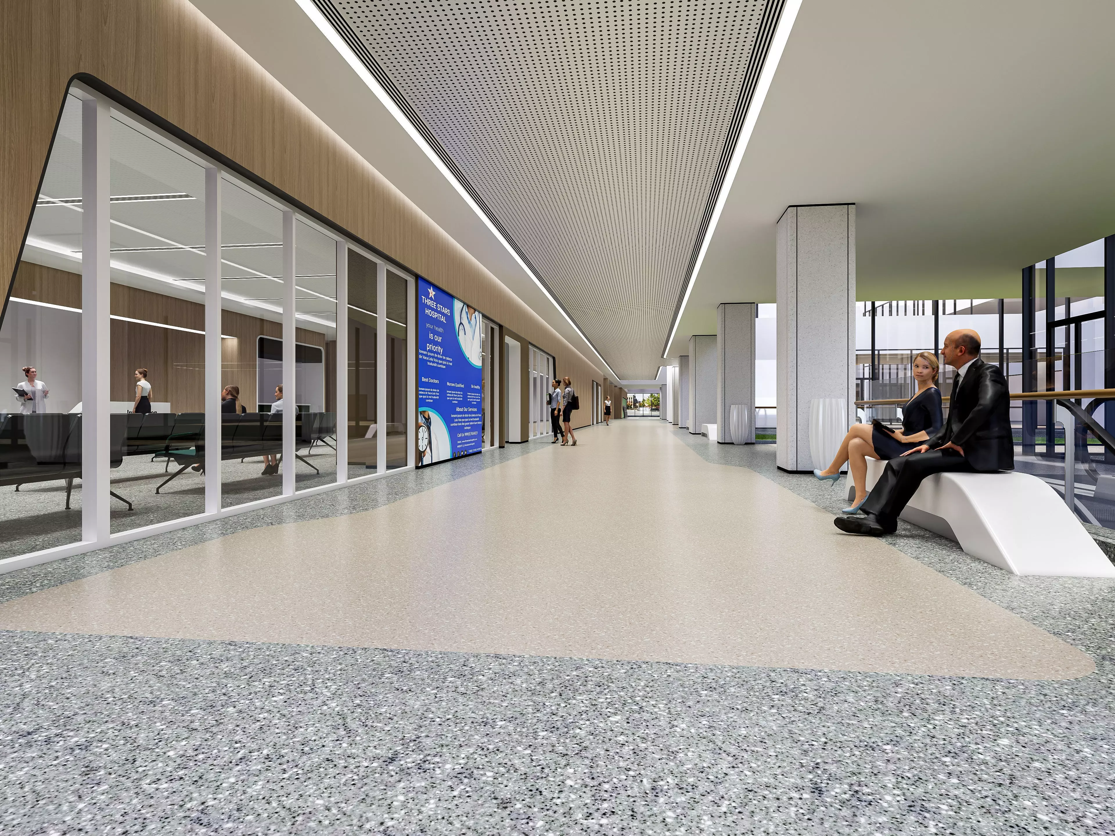 Hospital corridor Nurses station 0 3D model_0