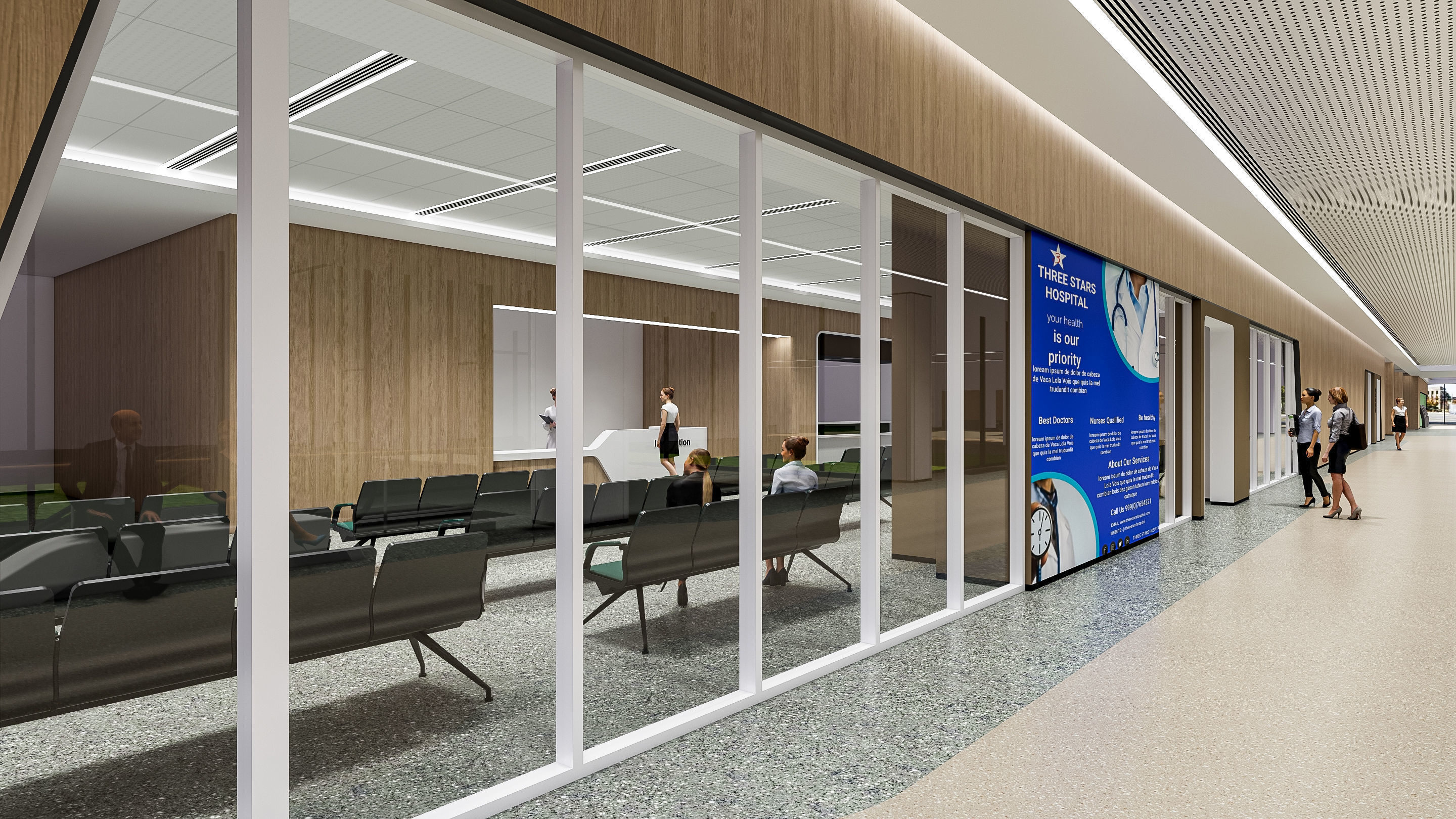 Hospital corridor Nurses station 0 3D model_5