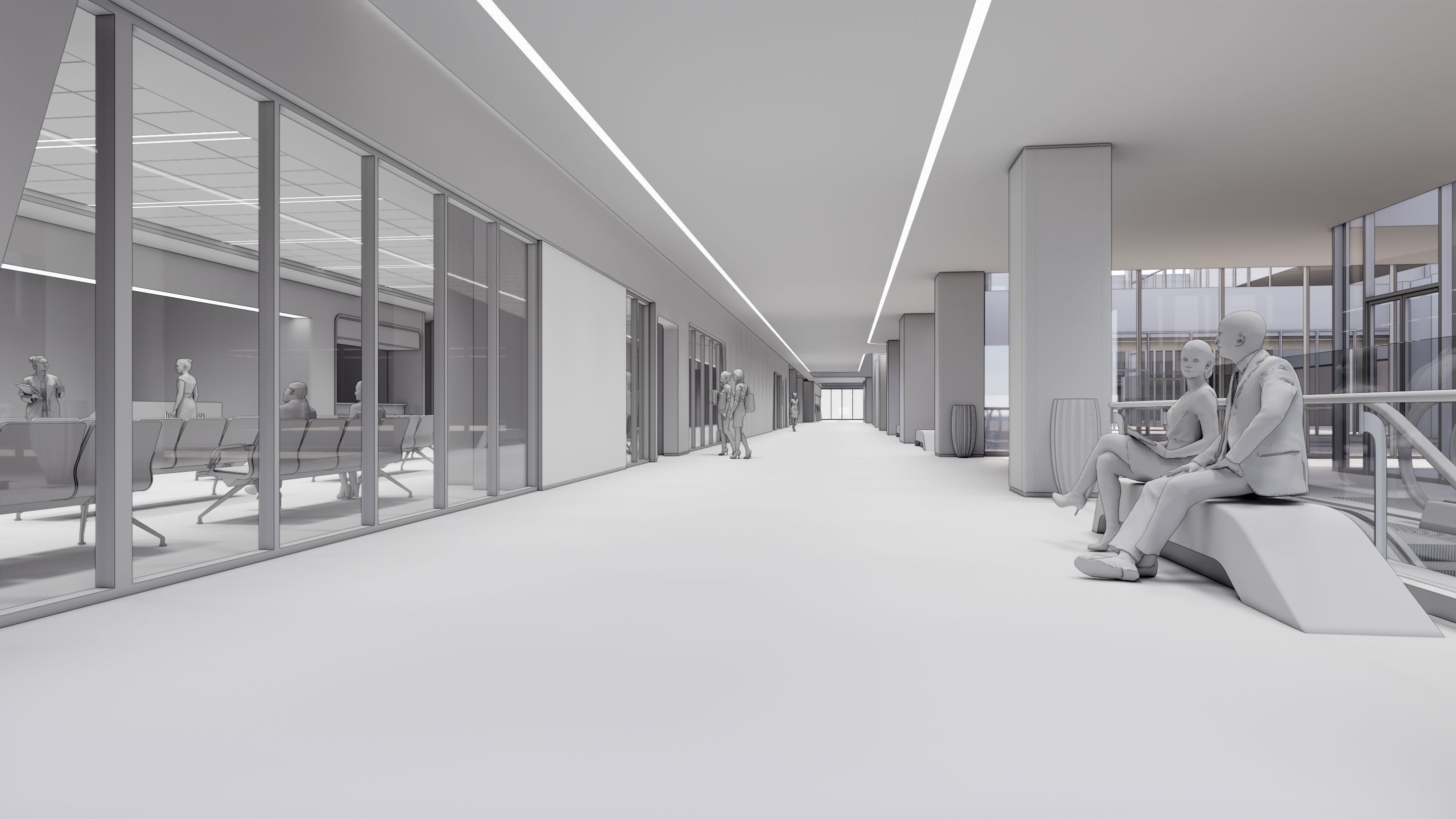 Hospital corridor Nurses station 0 3D model_16