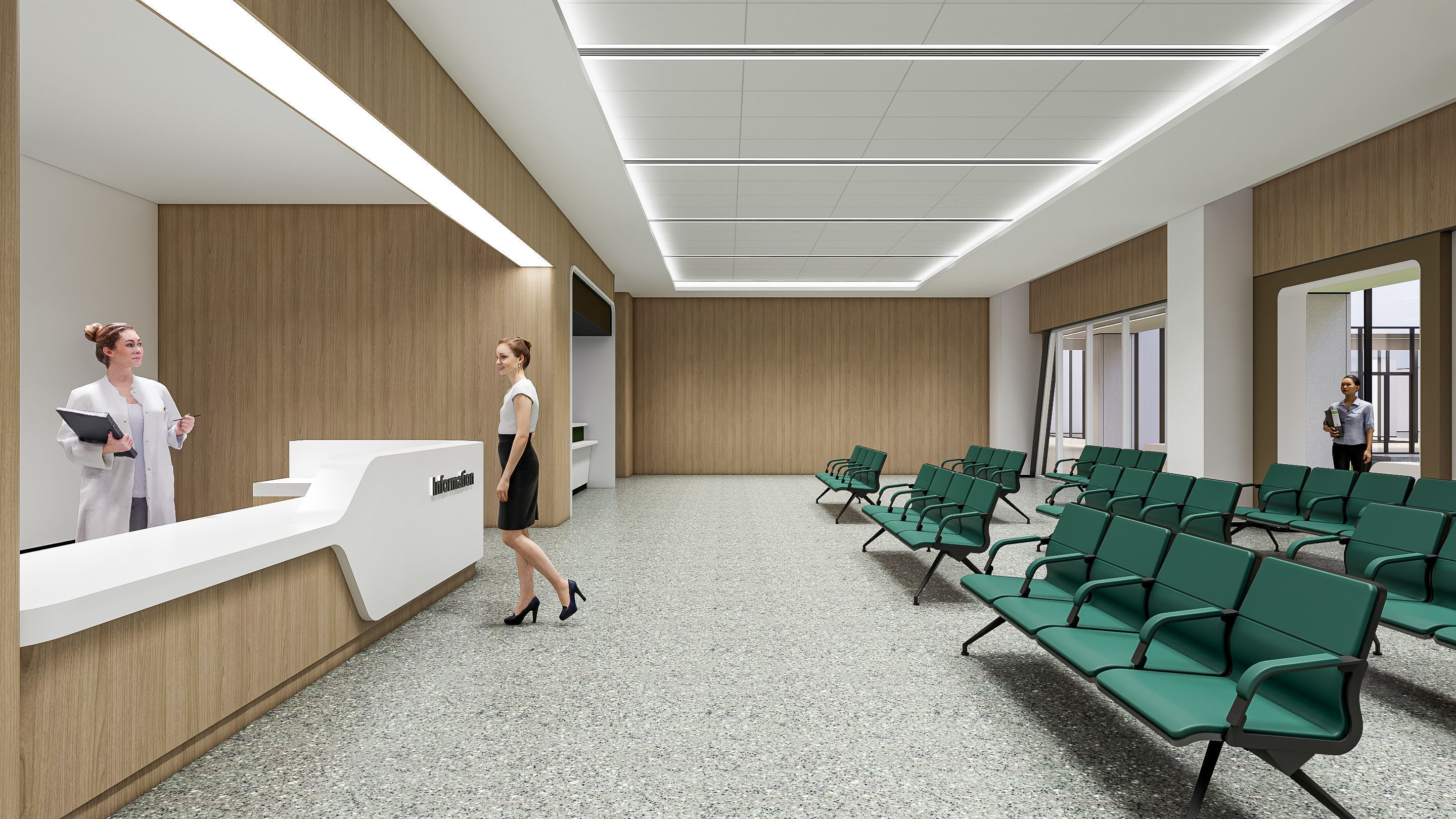 Hospital corridor Nurses station 0 3D model_6