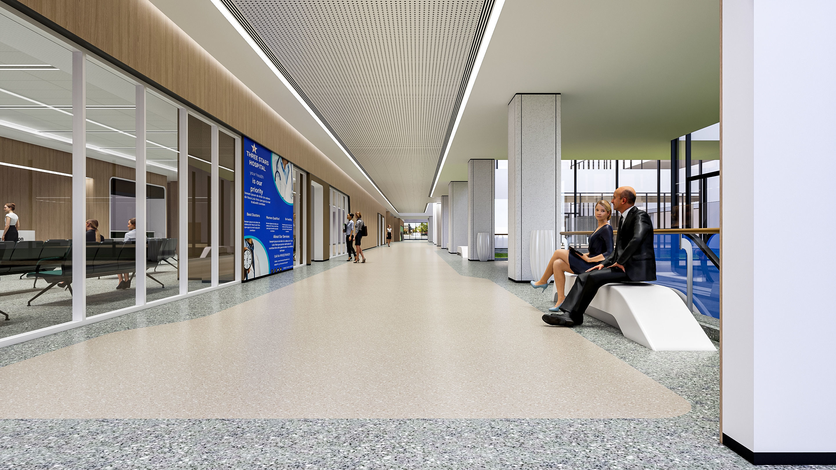 Hospital corridor Nurses station 0 3D model_12