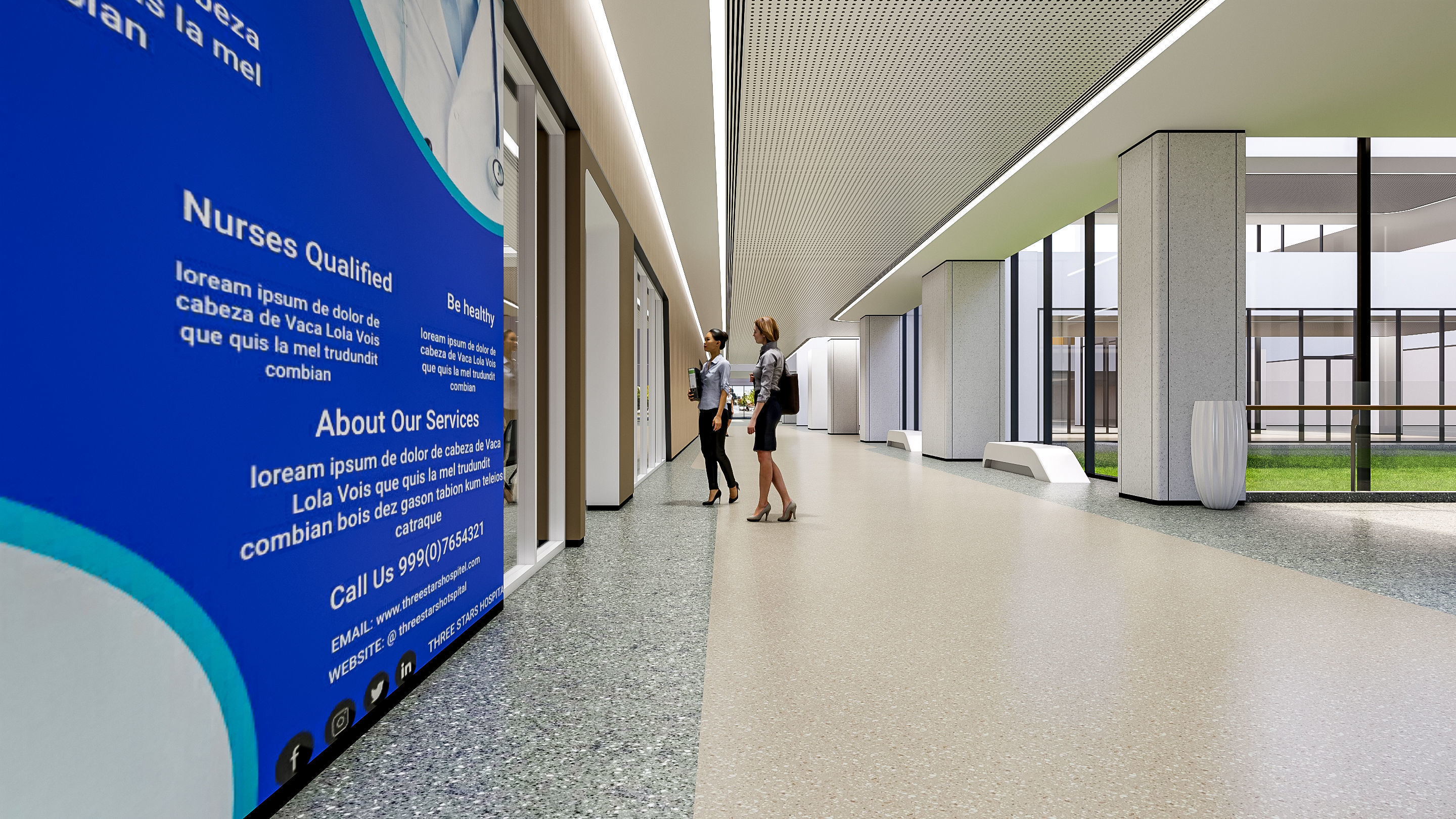 Hospital corridor Nurses station 0 3D model_10