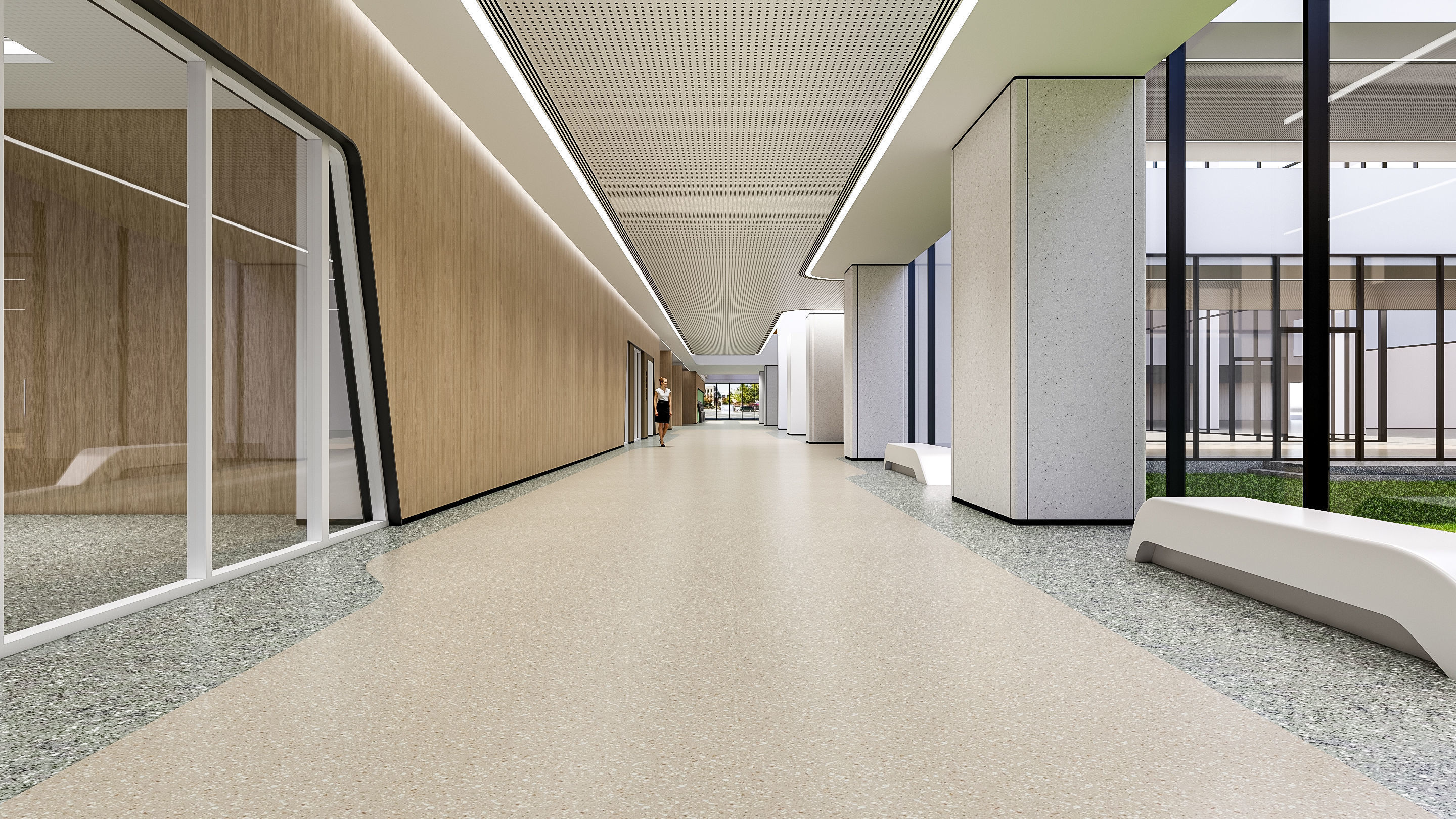 Hospital corridor Nurses station 0 3D model_11