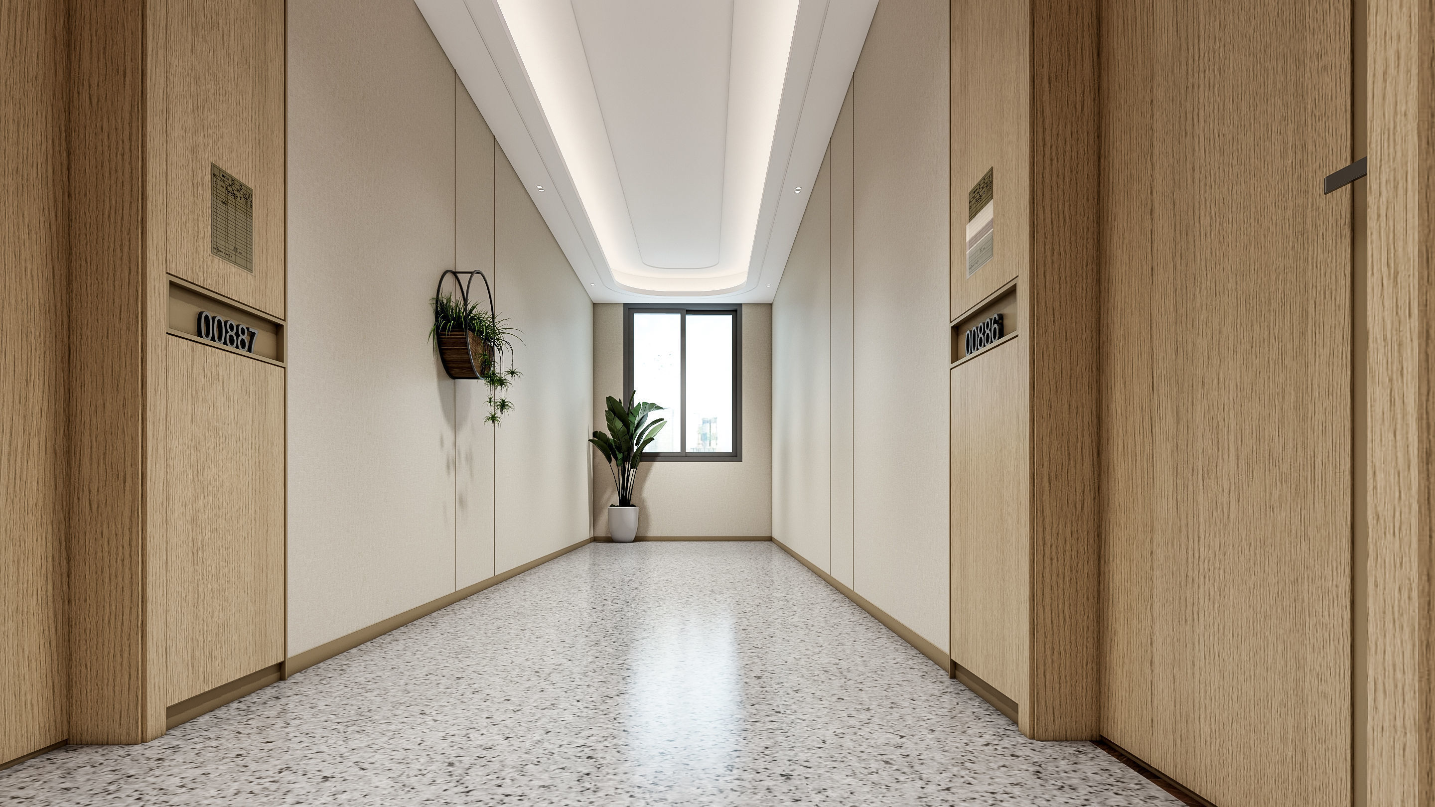 Hospital corridor Nurses station 1 3D model_9