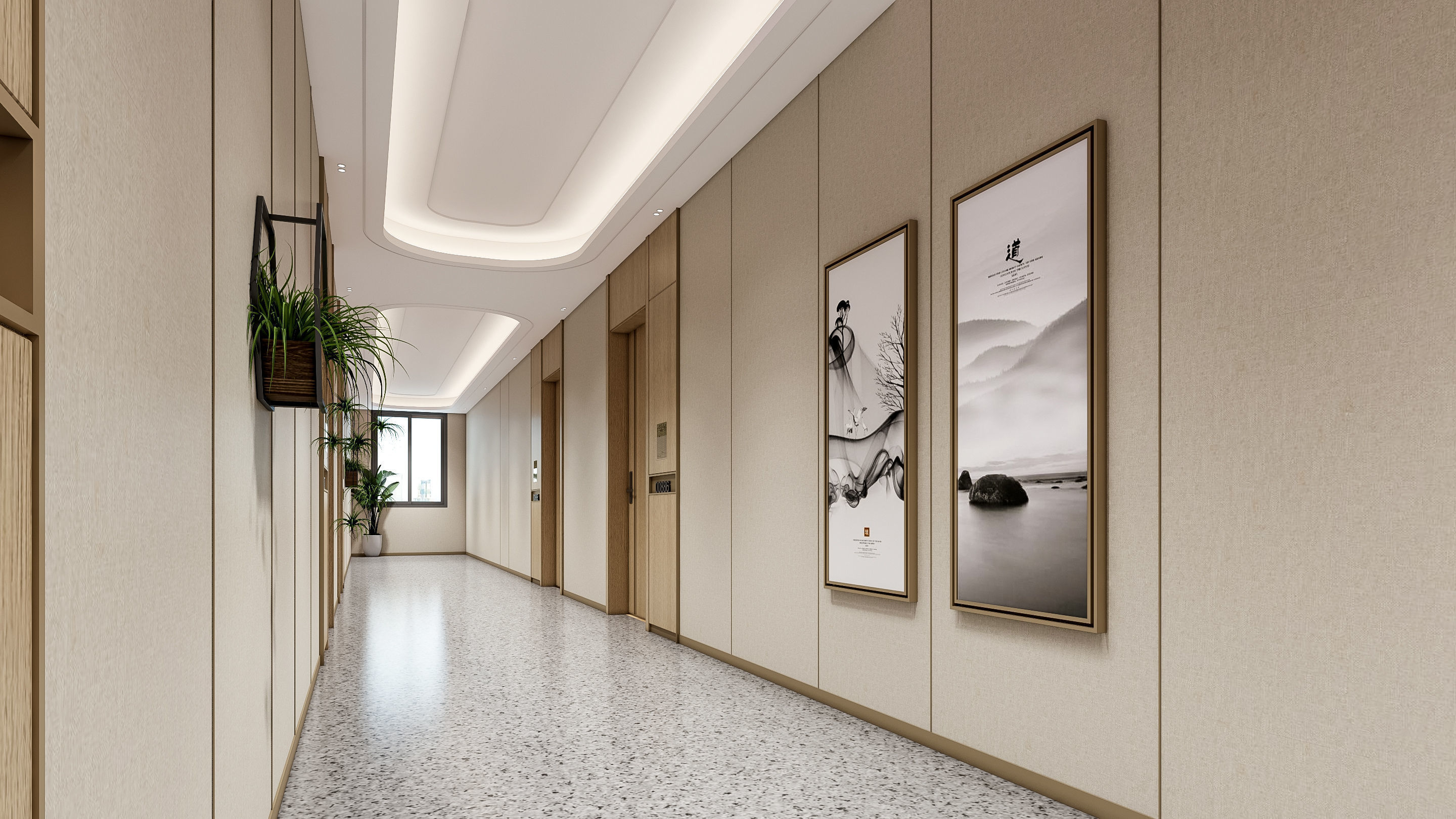 Hospital corridor Nurses station 1 3D model_4