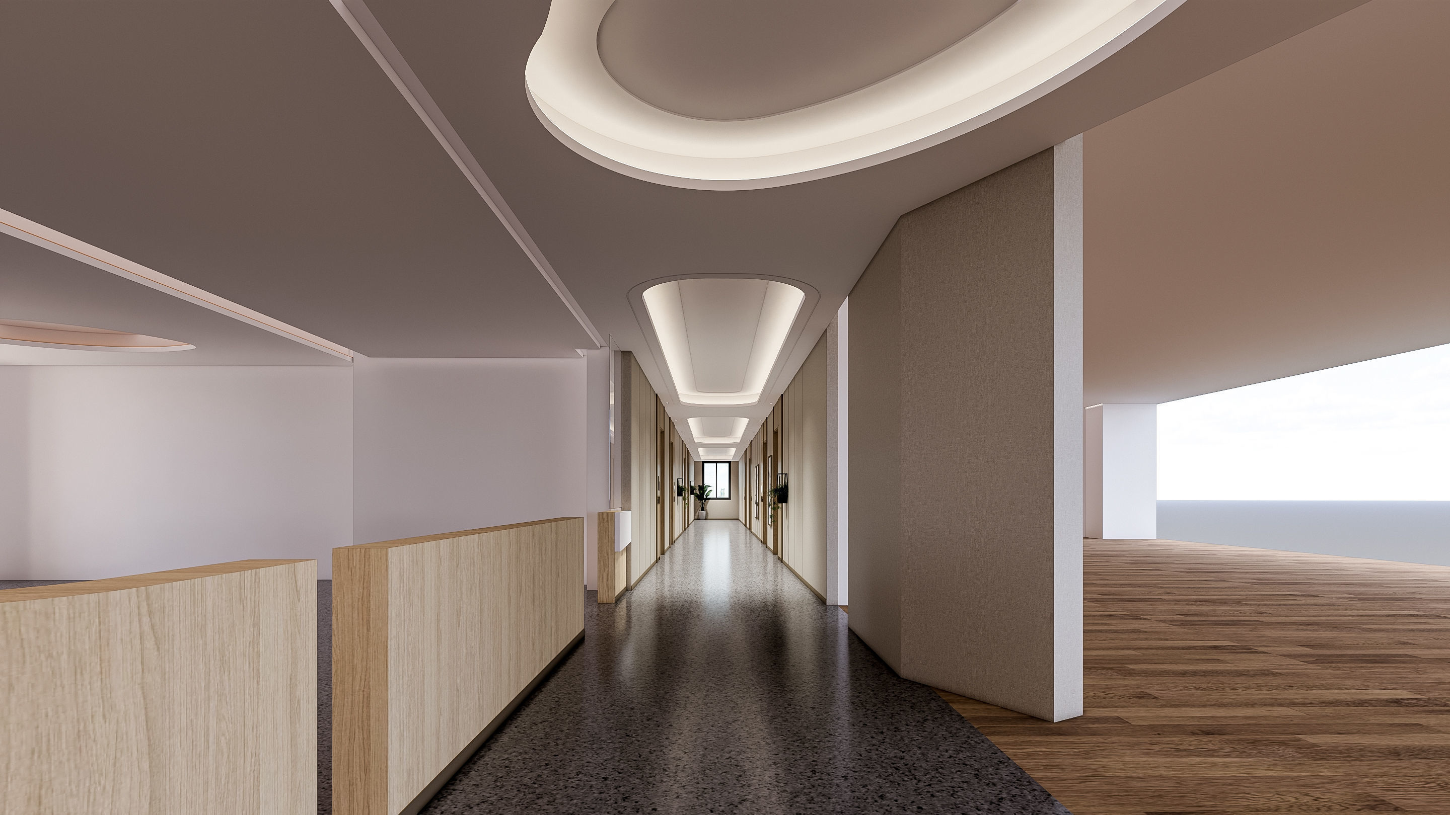 Hospital corridor Nurses station 1 3D model_11