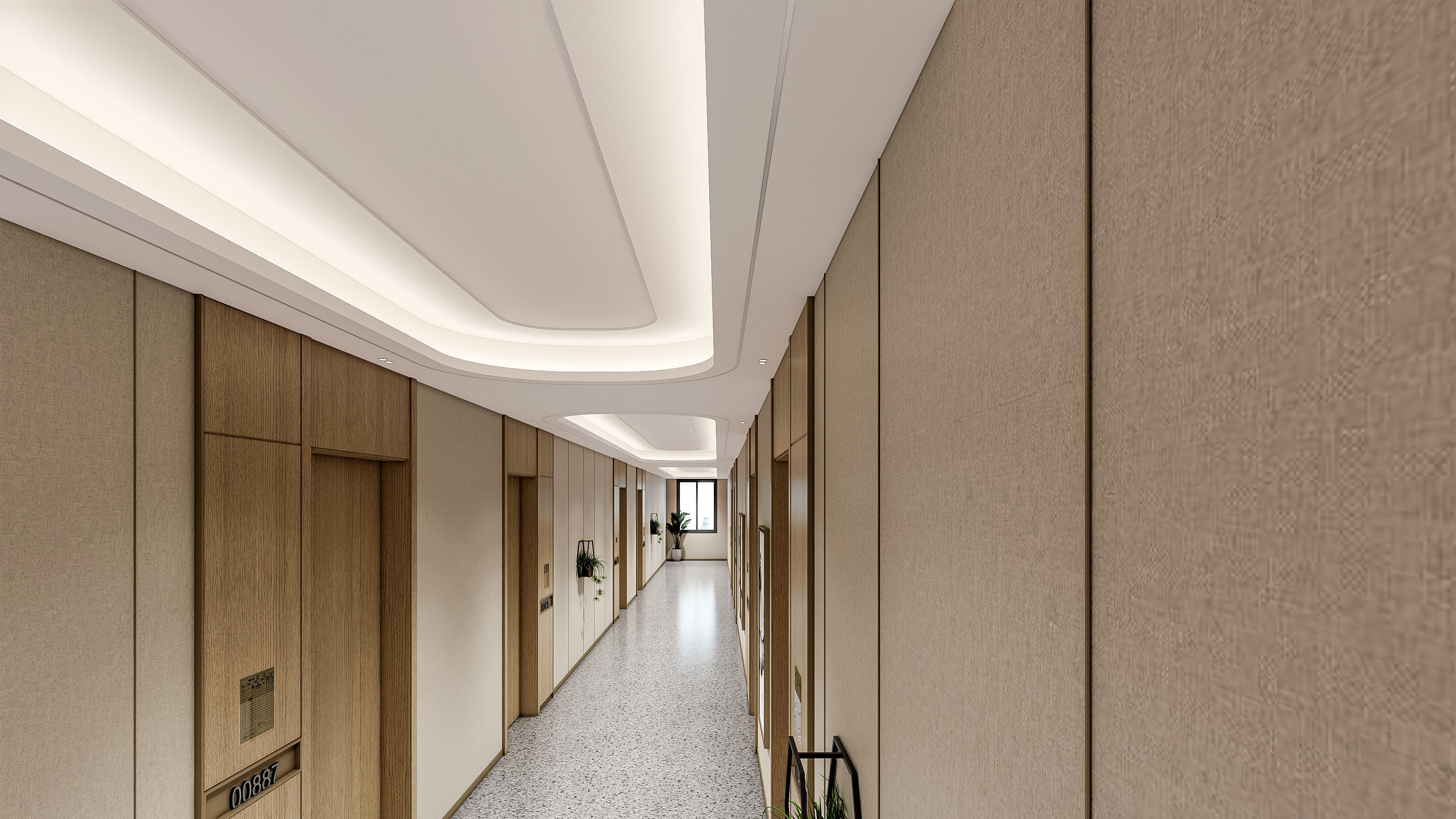 Hospital corridor Nurses station 1 3D model_16