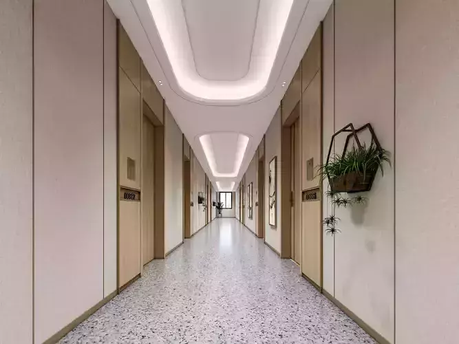 Hospital corridor Nurses station 1 3D model