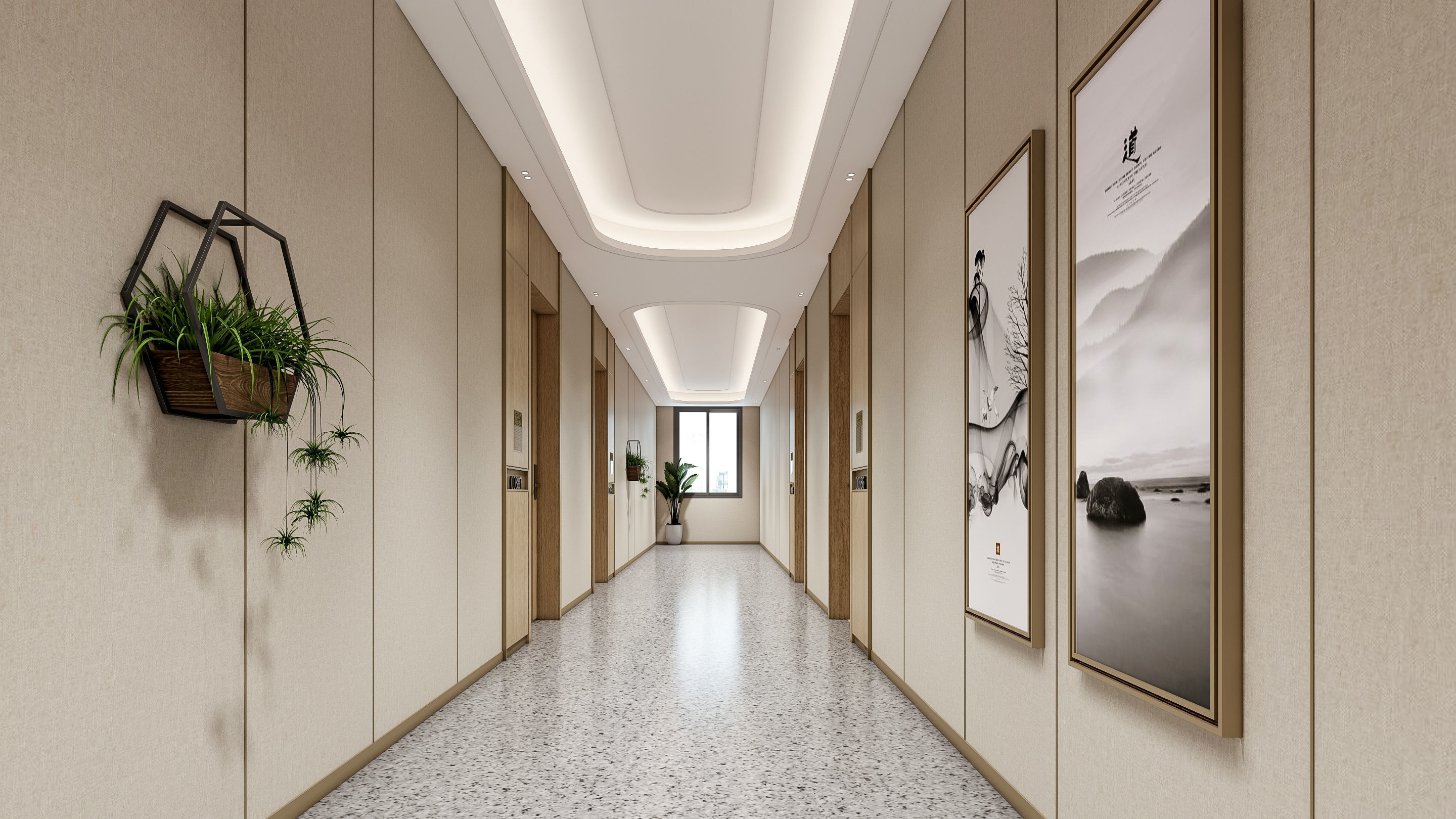 Hospital corridor Nurses station 1 3D model_5