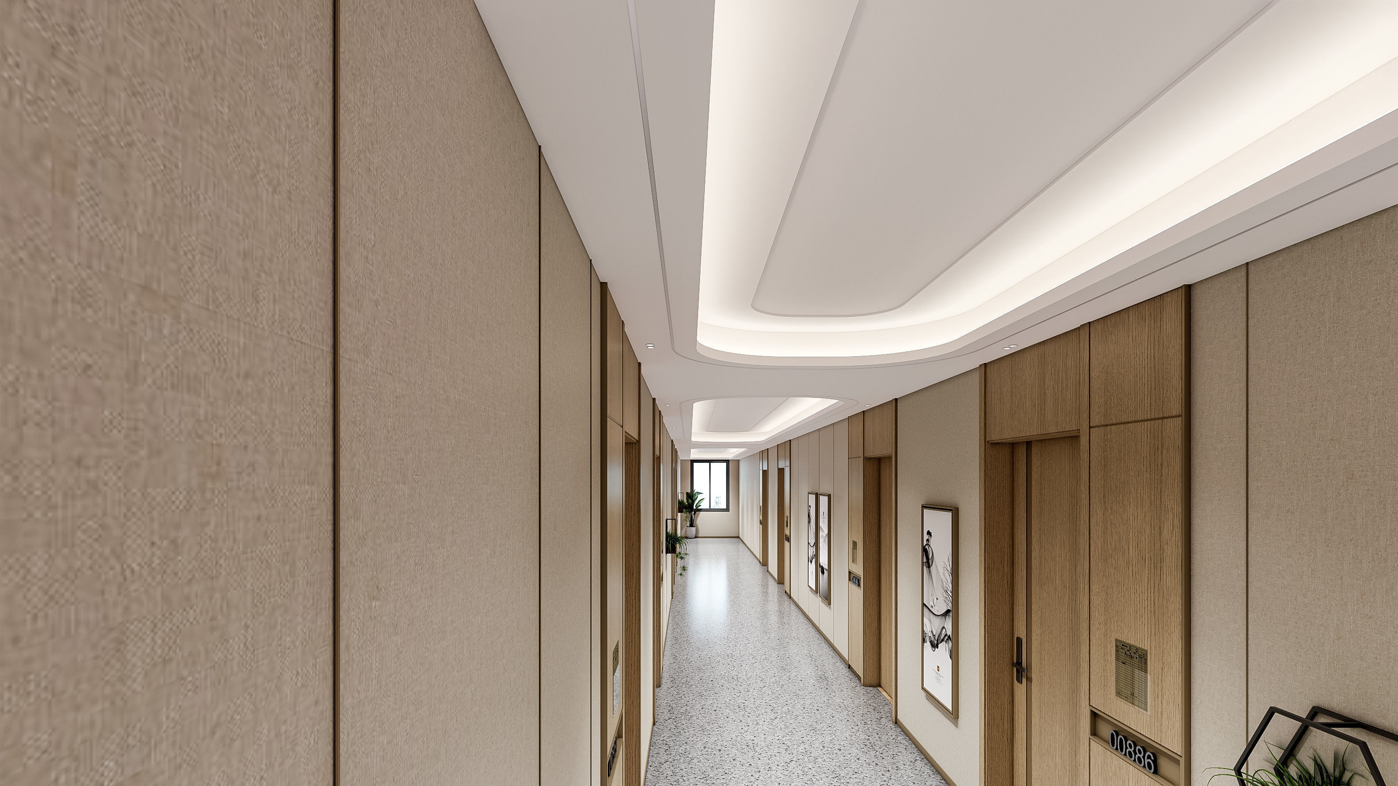 Hospital corridor Nurses station 1 3D model_17