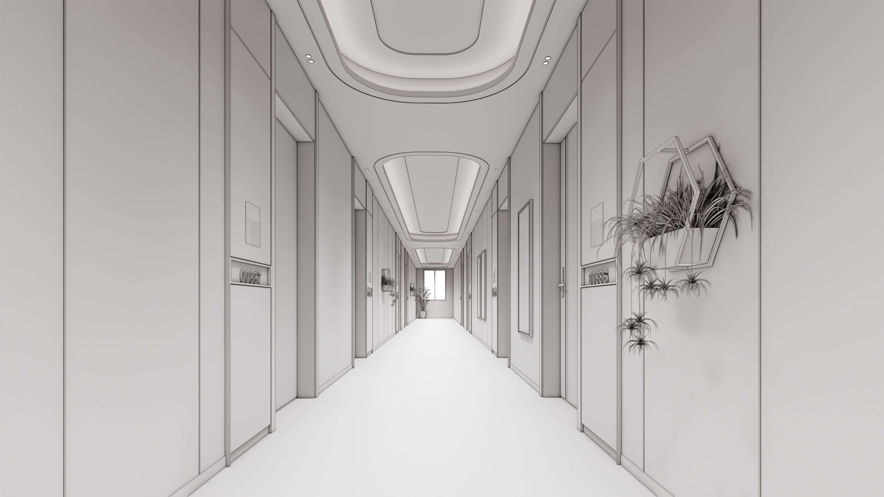 Hospital corridor Nurses station 1 3D model_19