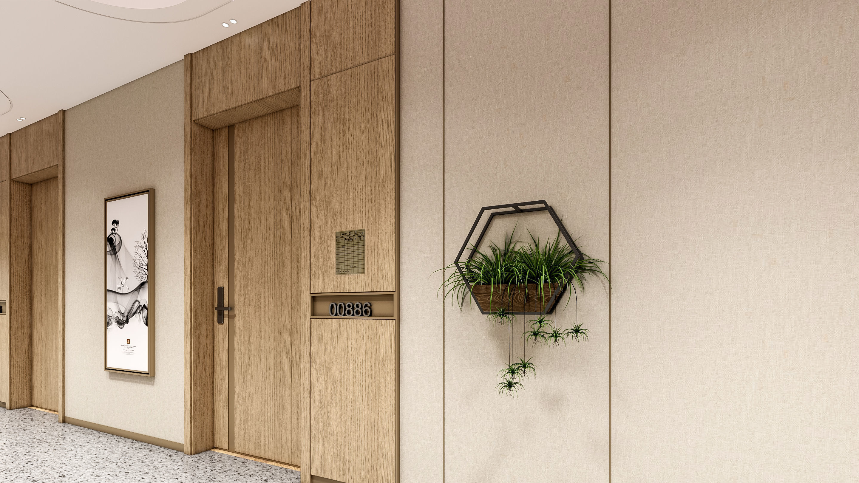 Hospital corridor Nurses station 1 3D model_2