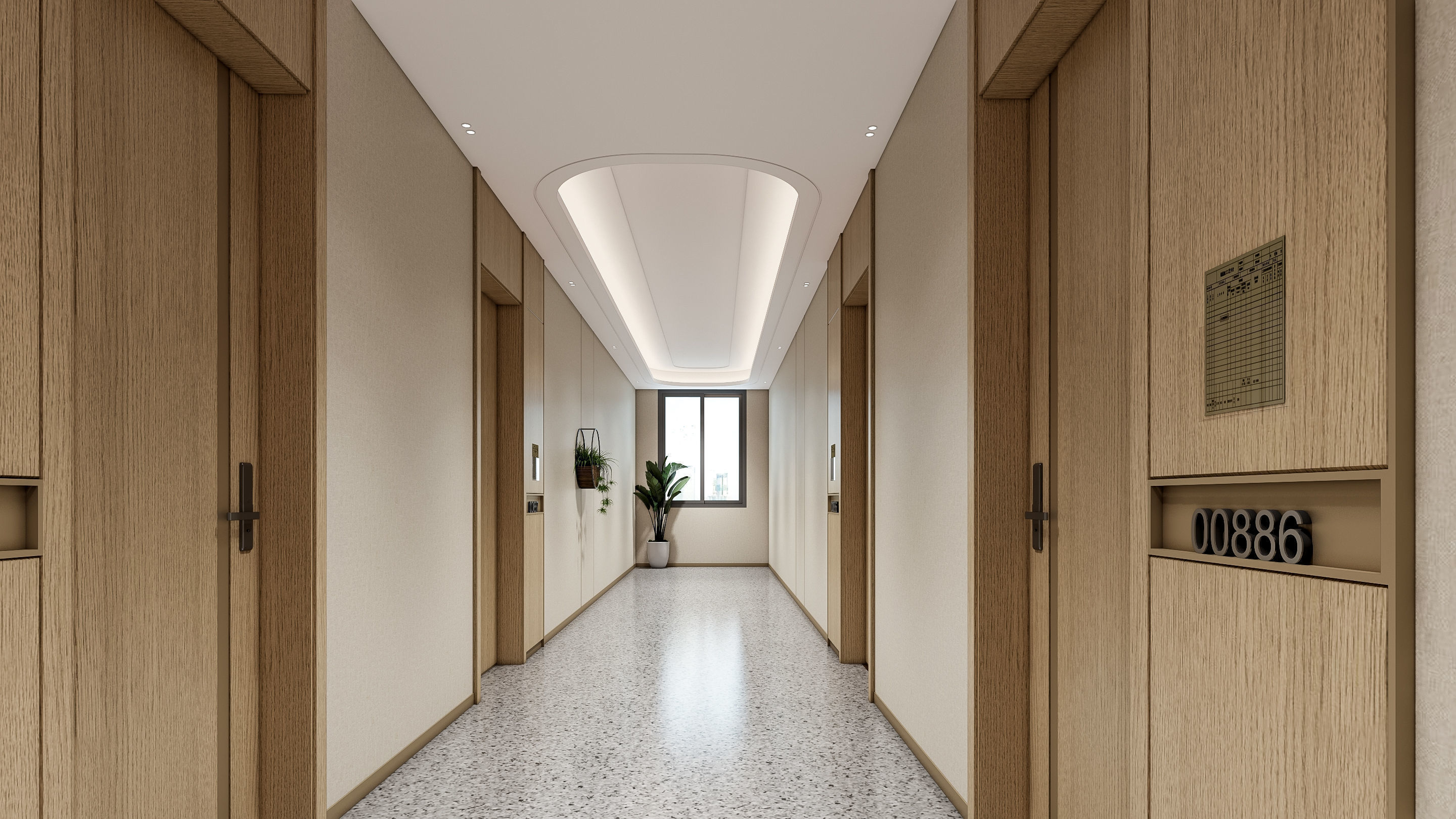 Hospital corridor Nurses station 1 3D model_6