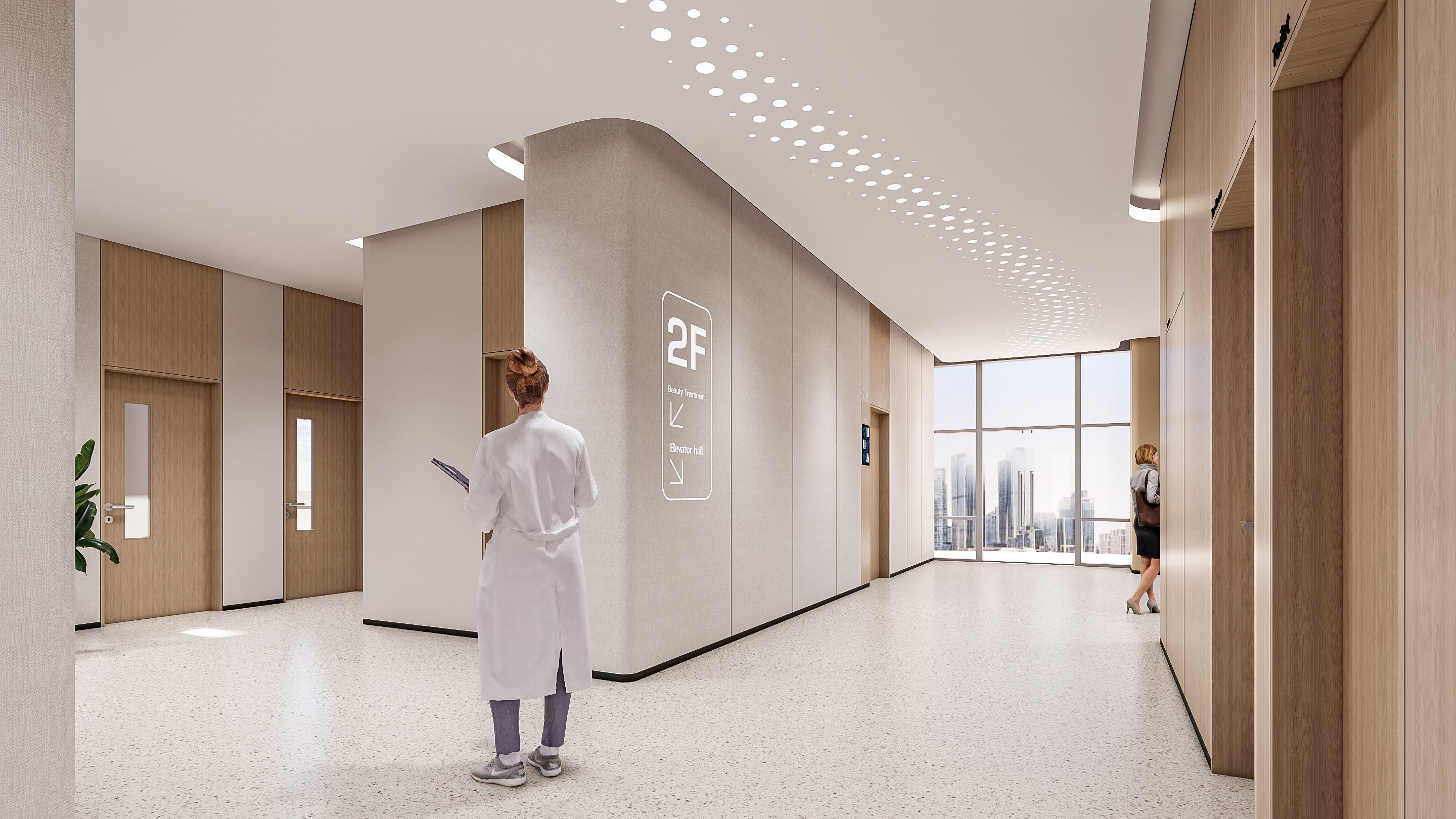 Hospital corridor Nurses station 2 3D model_12