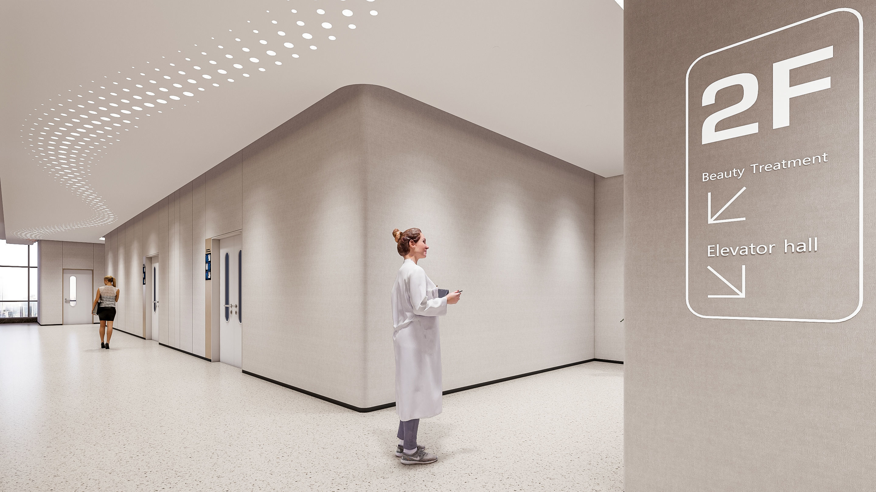 Hospital corridor Nurses station 2 3D model_10