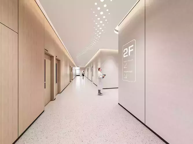 Hospital corridor Nurses station 2 3D model