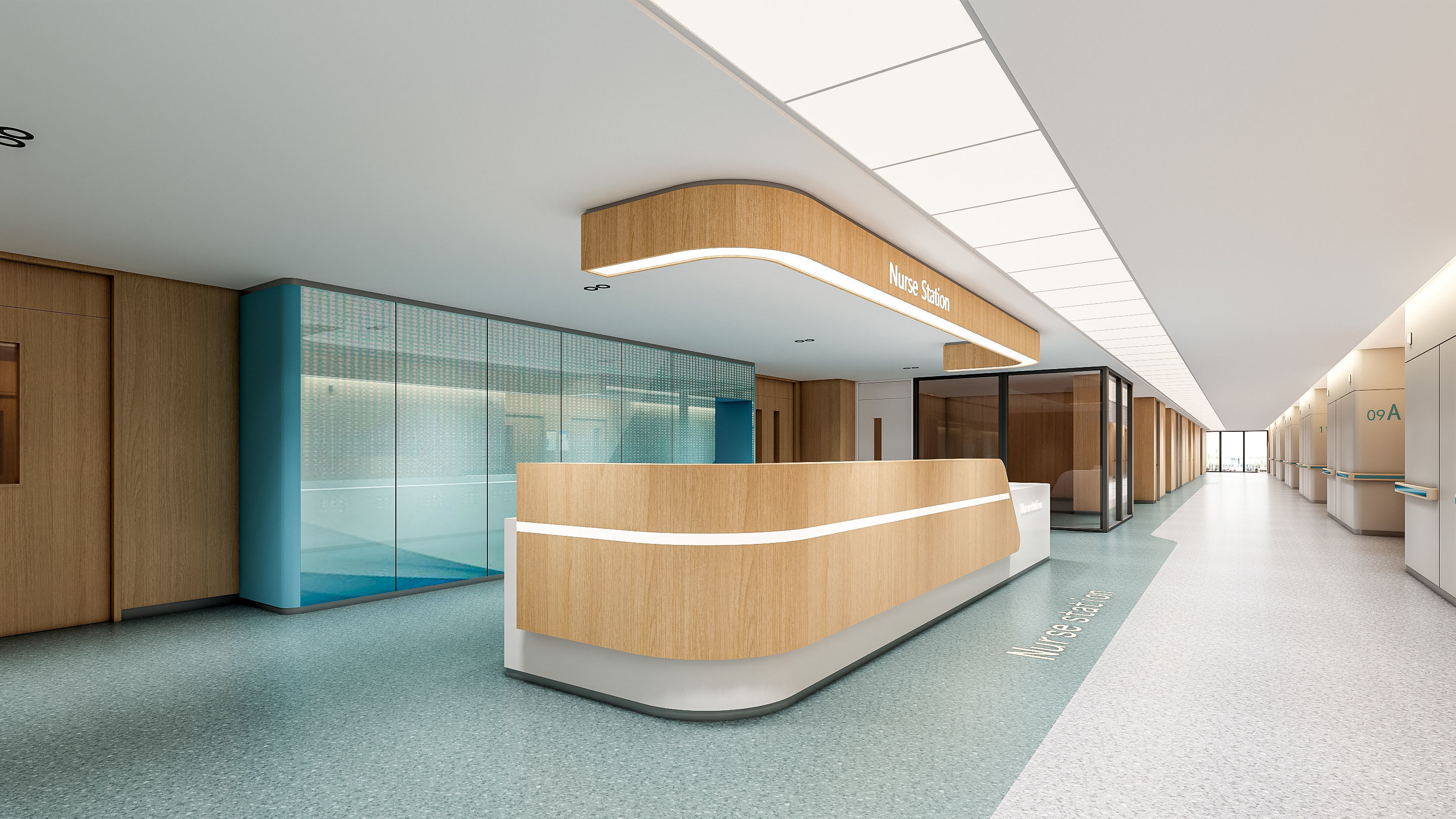 Hospital corridor Nurses station 3 3D model_3