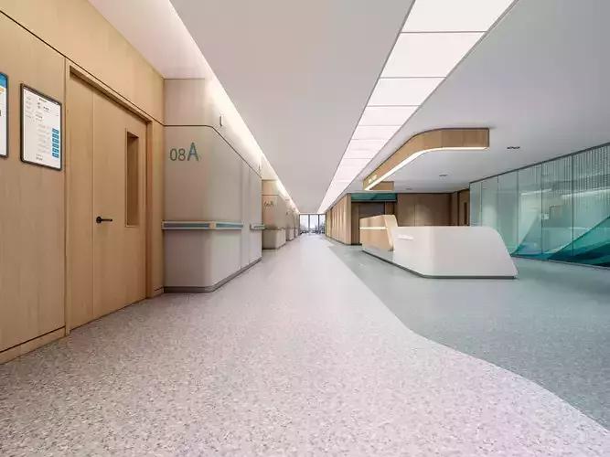 Hospital corridor Nurses station 3 3D model